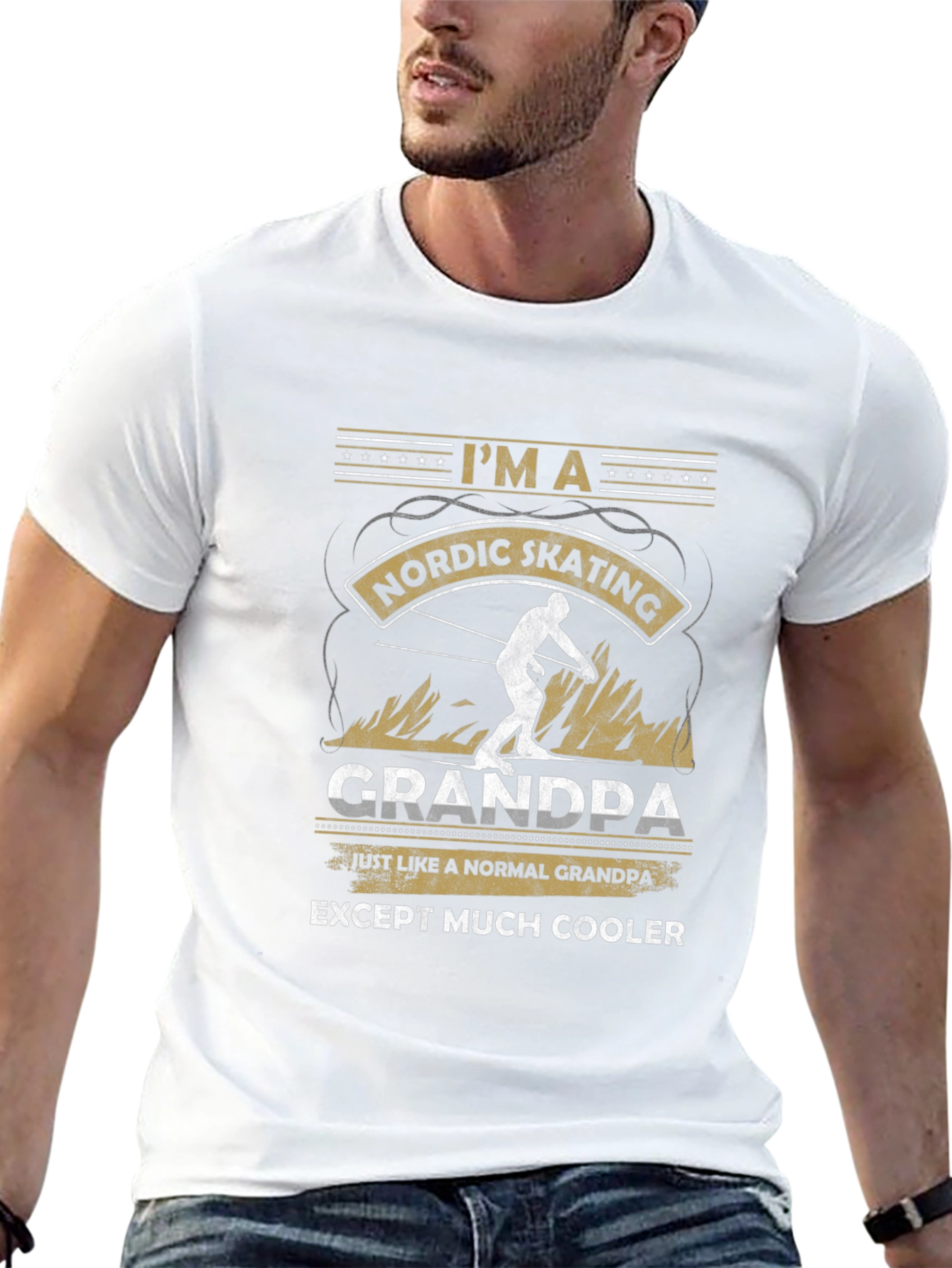 Nordic Skating Grandpa T-Shirt: Cool Grandfather Gift