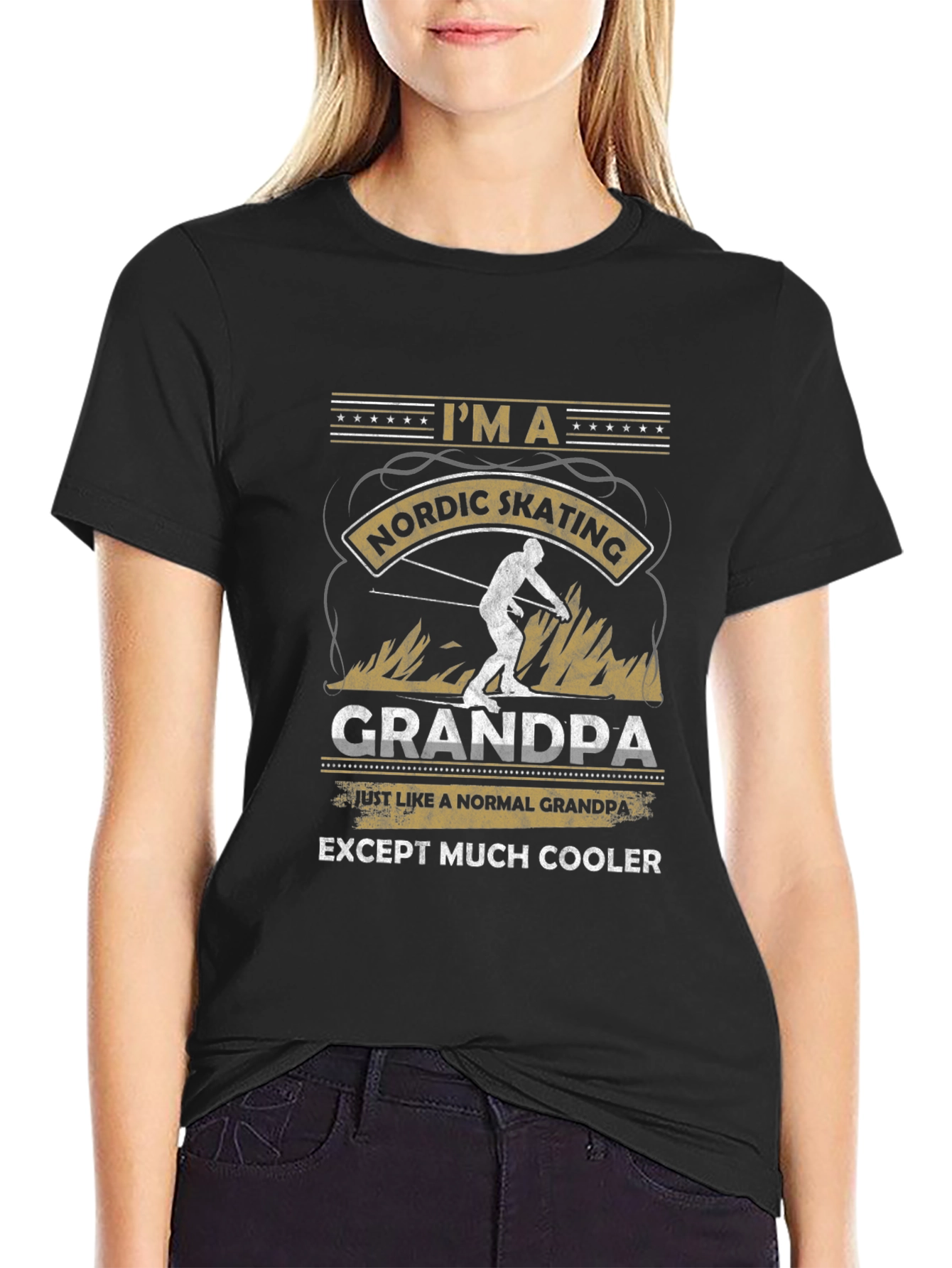 Nordic Skating Grandpa T-Shirt: Cool Grandfather Gift