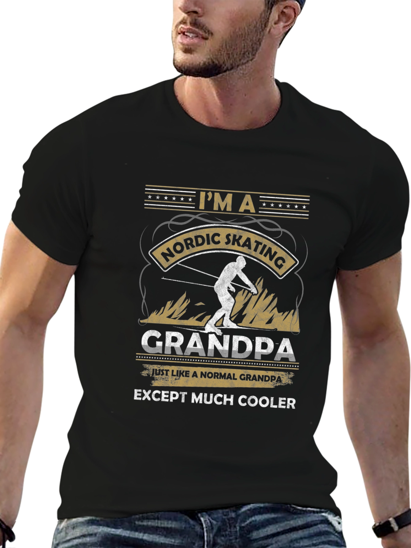 Nordic Skating Grandpa T-Shirt: Cool Grandfather Gift