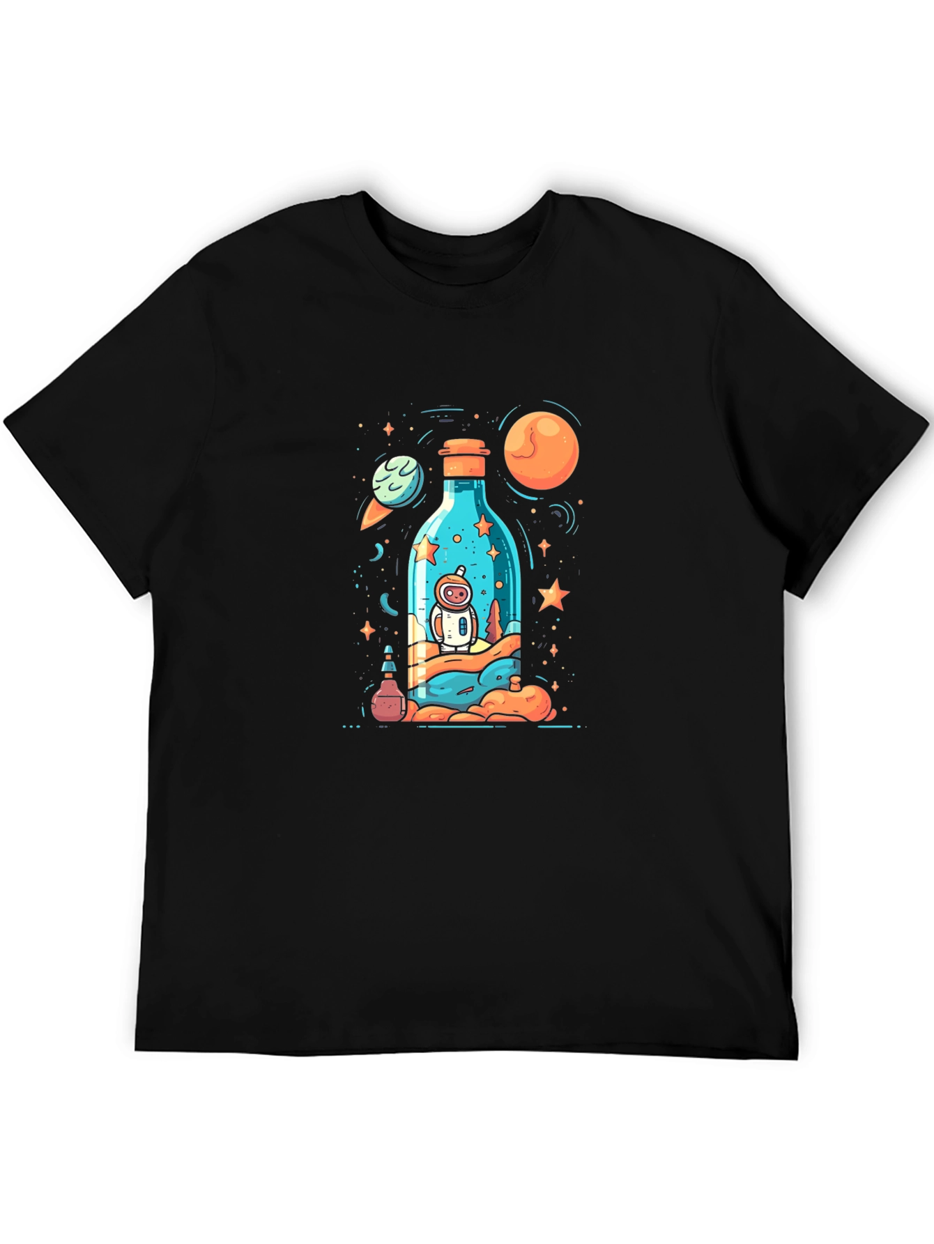 Cosmic Astronaut Graphic Black T-Shirt