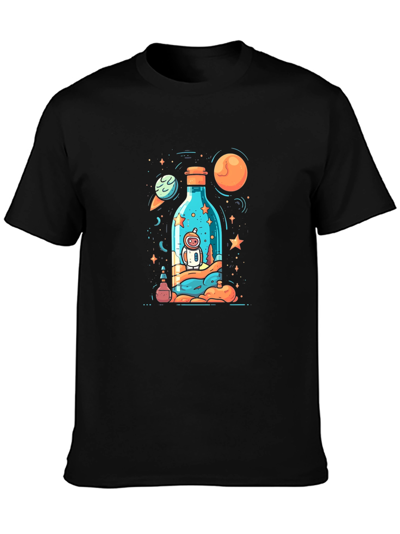 Cosmic Astronaut Graphic Black T-Shirt