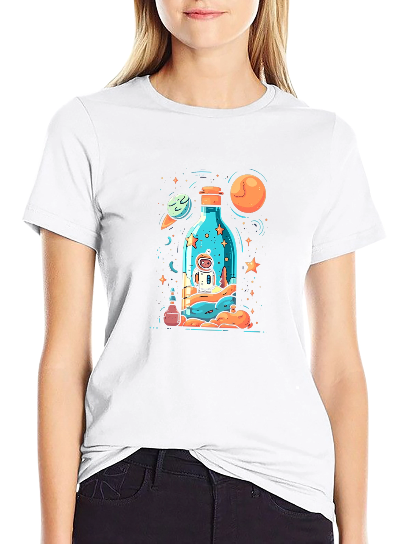 Cosmic Astronaut Graphic Black T-Shirt