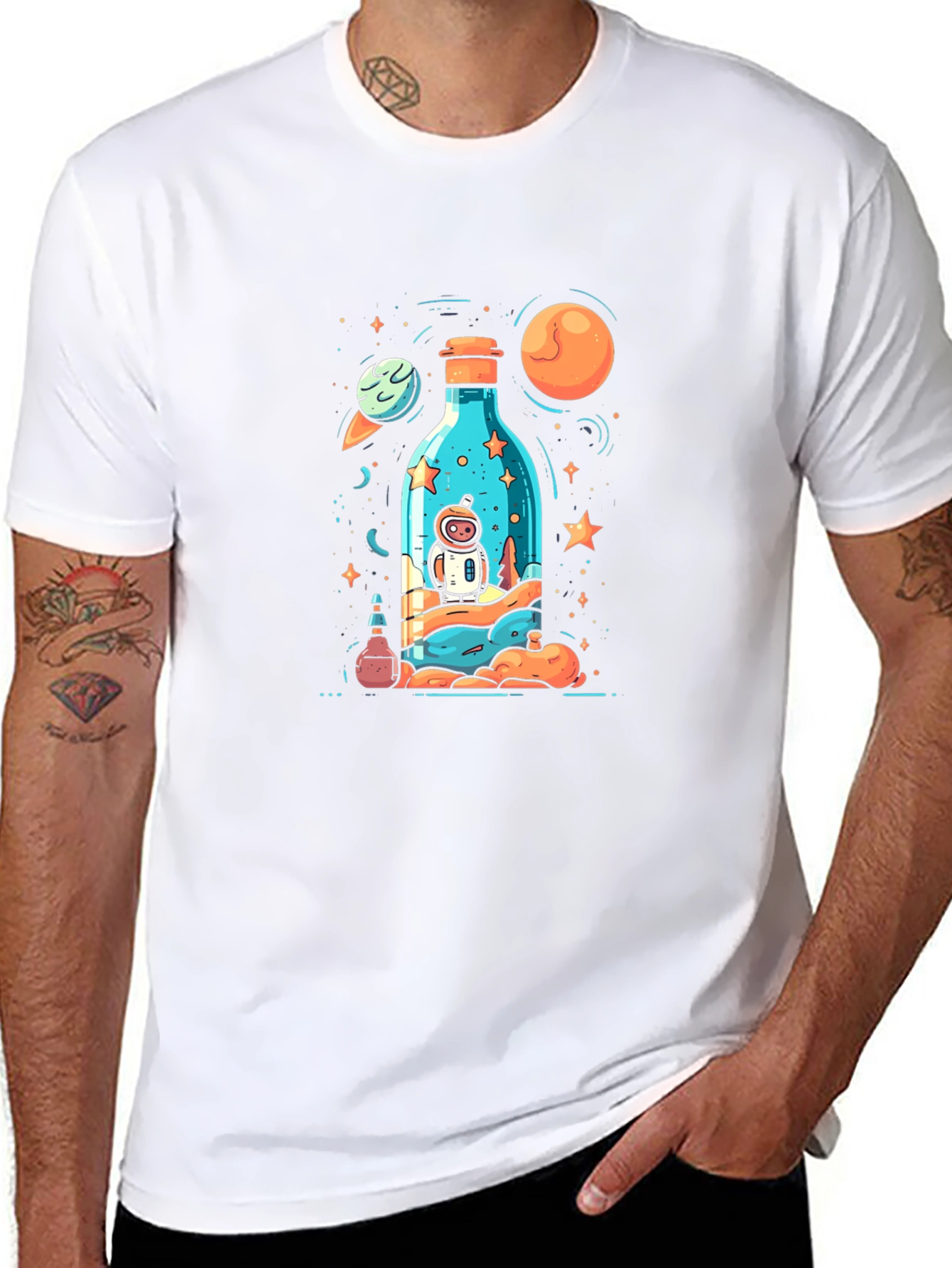 Cosmic Astronaut Graphic Black T-Shirt