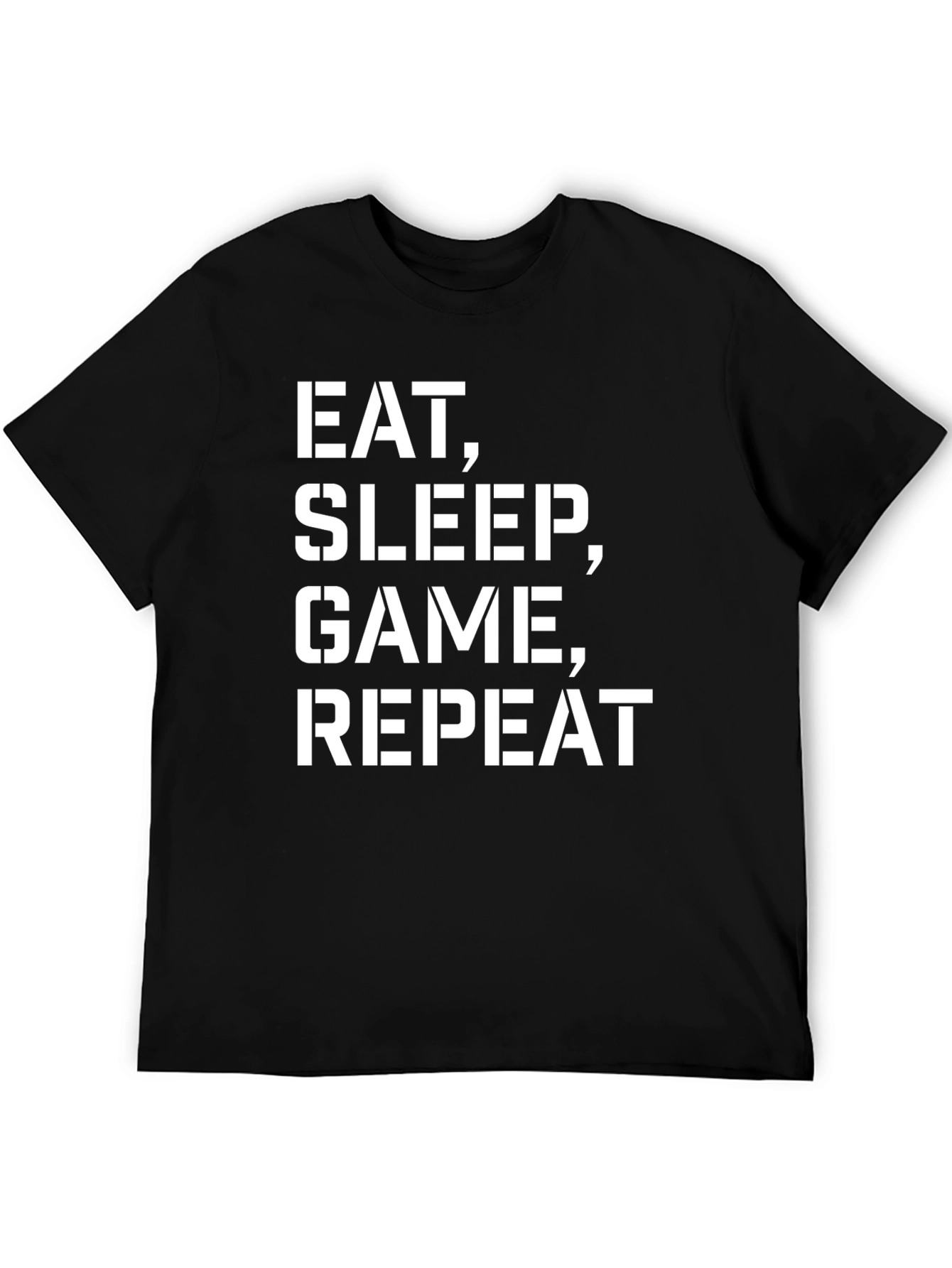 Eat Sleep Game Repeat Graphic Tee - Black