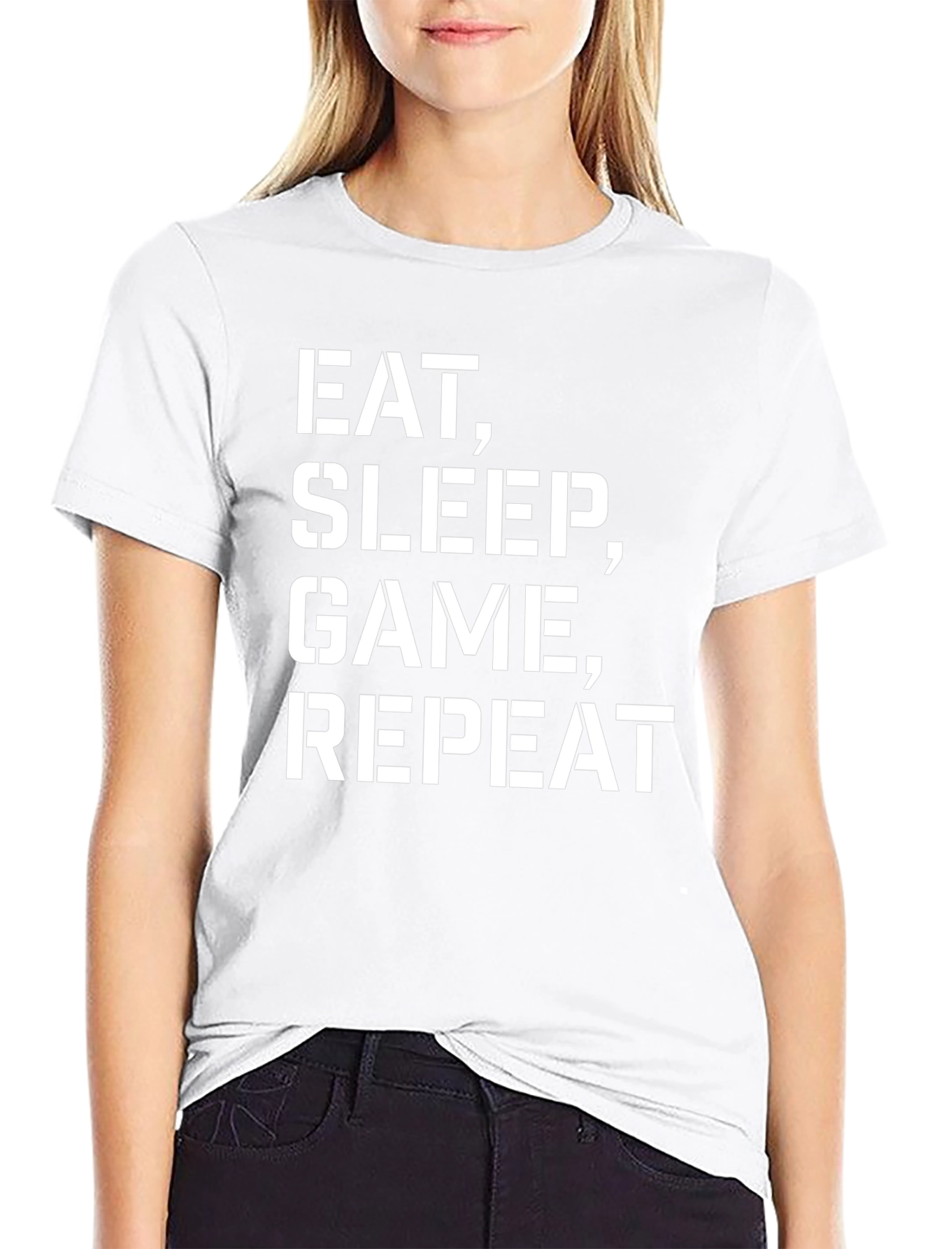 Eat Sleep Game Repeat Graphic Tee - Black