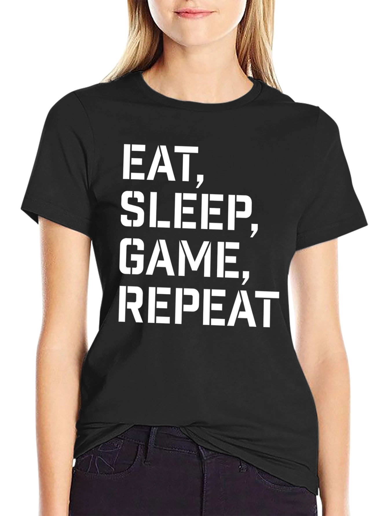 Eat Sleep Game Repeat Graphic Tee - Black