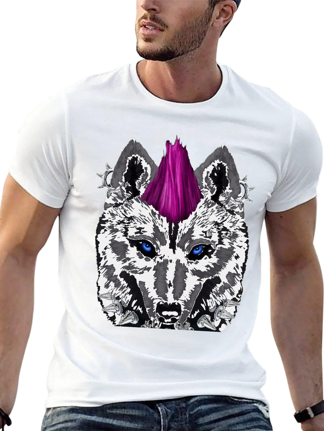 Wolf Punk Graphic T-Shirt - Edgy Streetwear