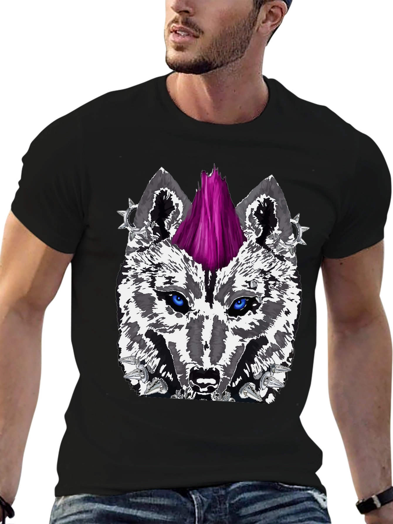 Wolf Punk Graphic T-Shirt - Edgy Streetwear