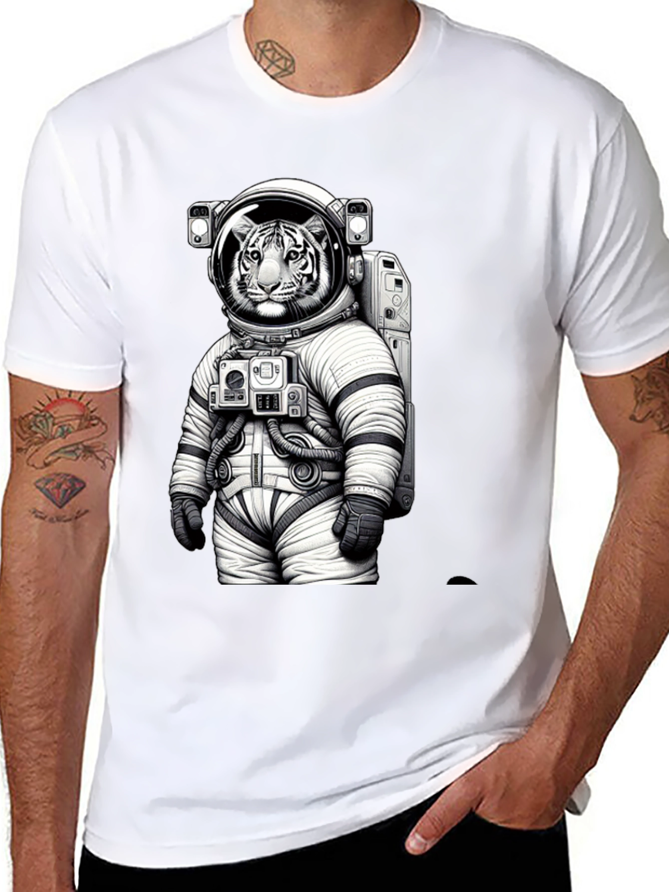 Tiger Astronaut Graphic T-Shirt - Space Cat Tee