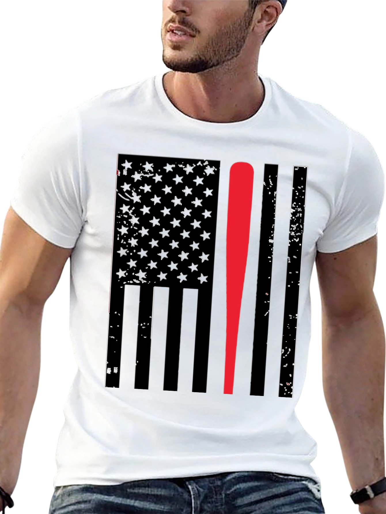 Baseball Bat American Flag Graphic Tee