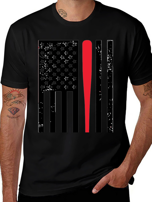 Baseball Bat American Flag Graphic Tee