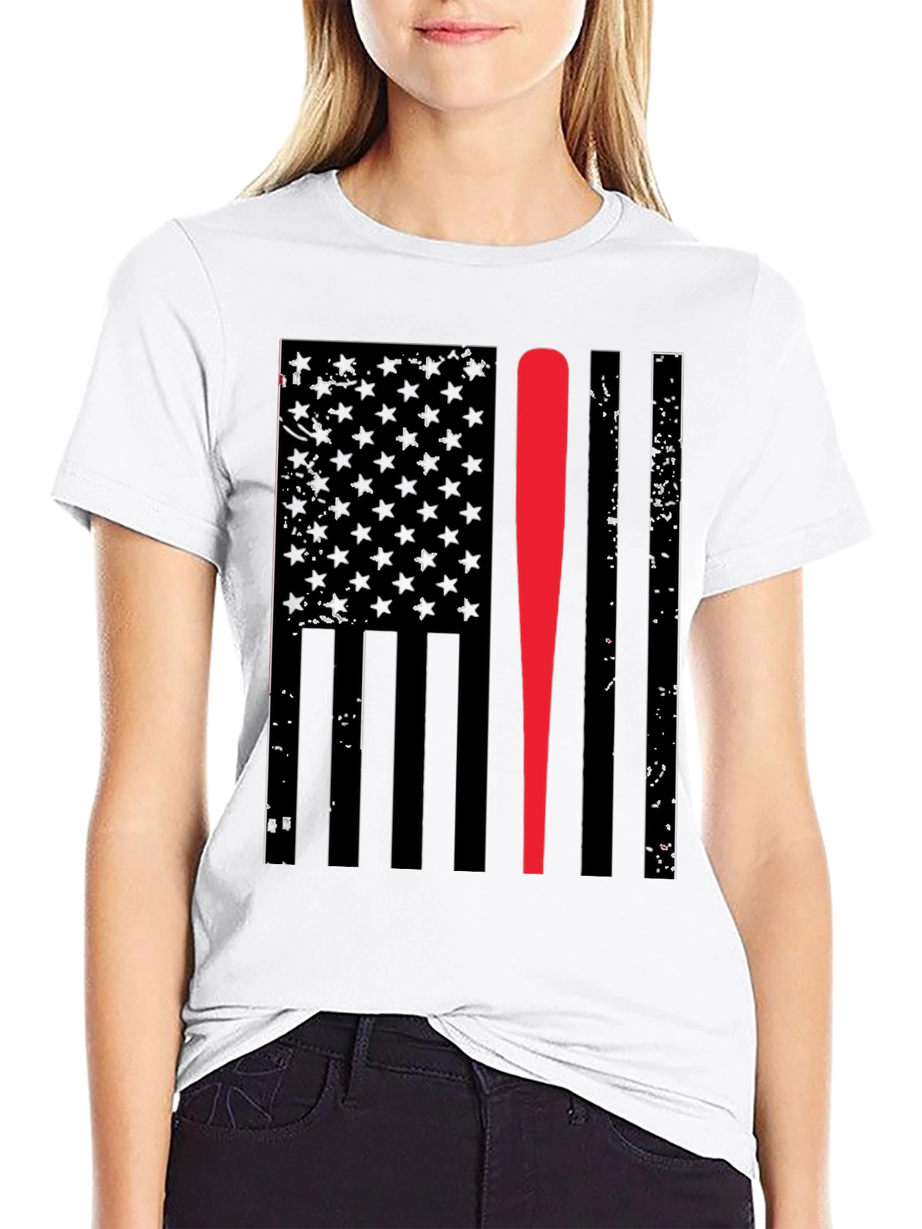 Baseball Bat American Flag Graphic Tee