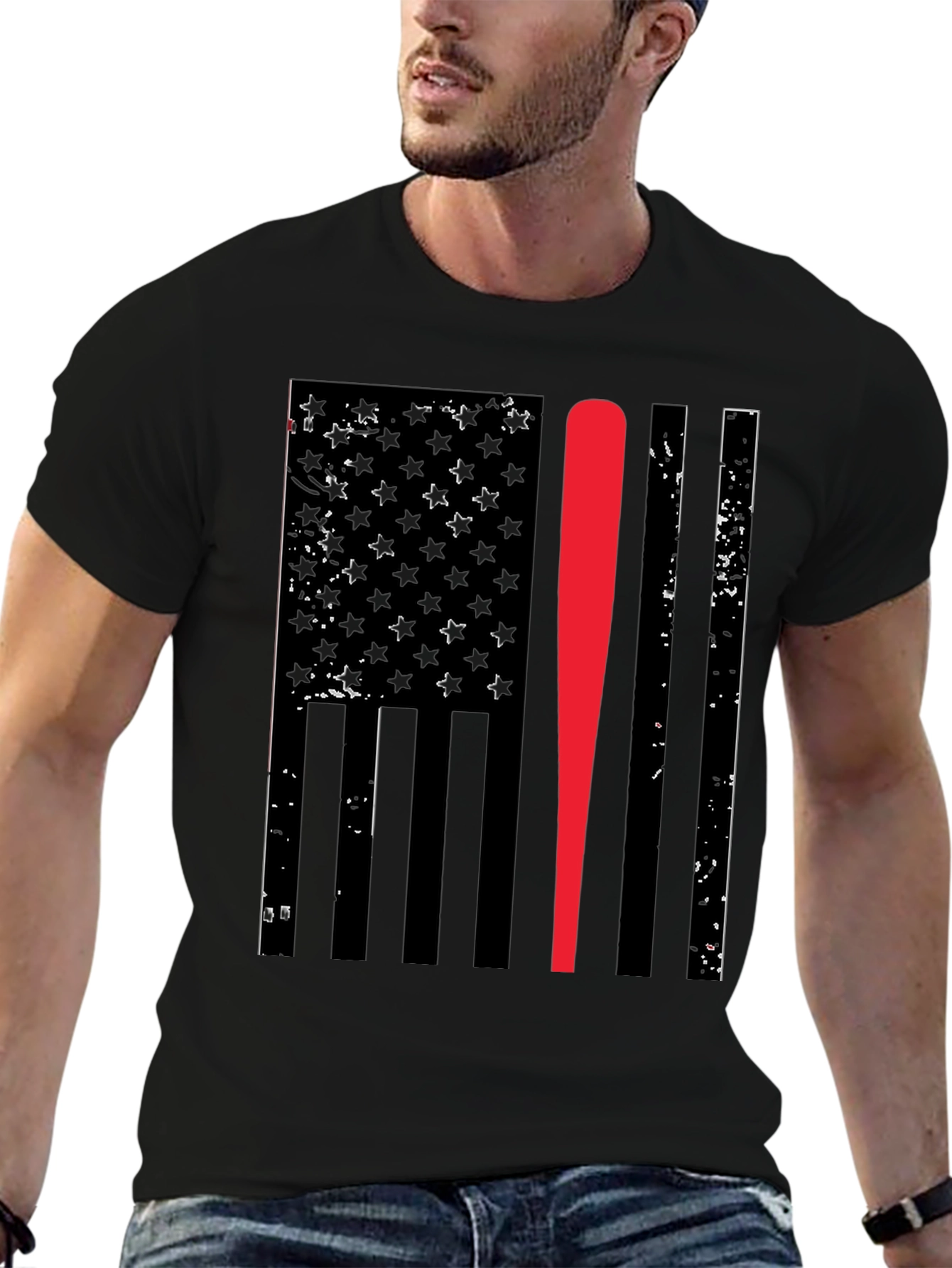 Baseball Bat American Flag Graphic Tee