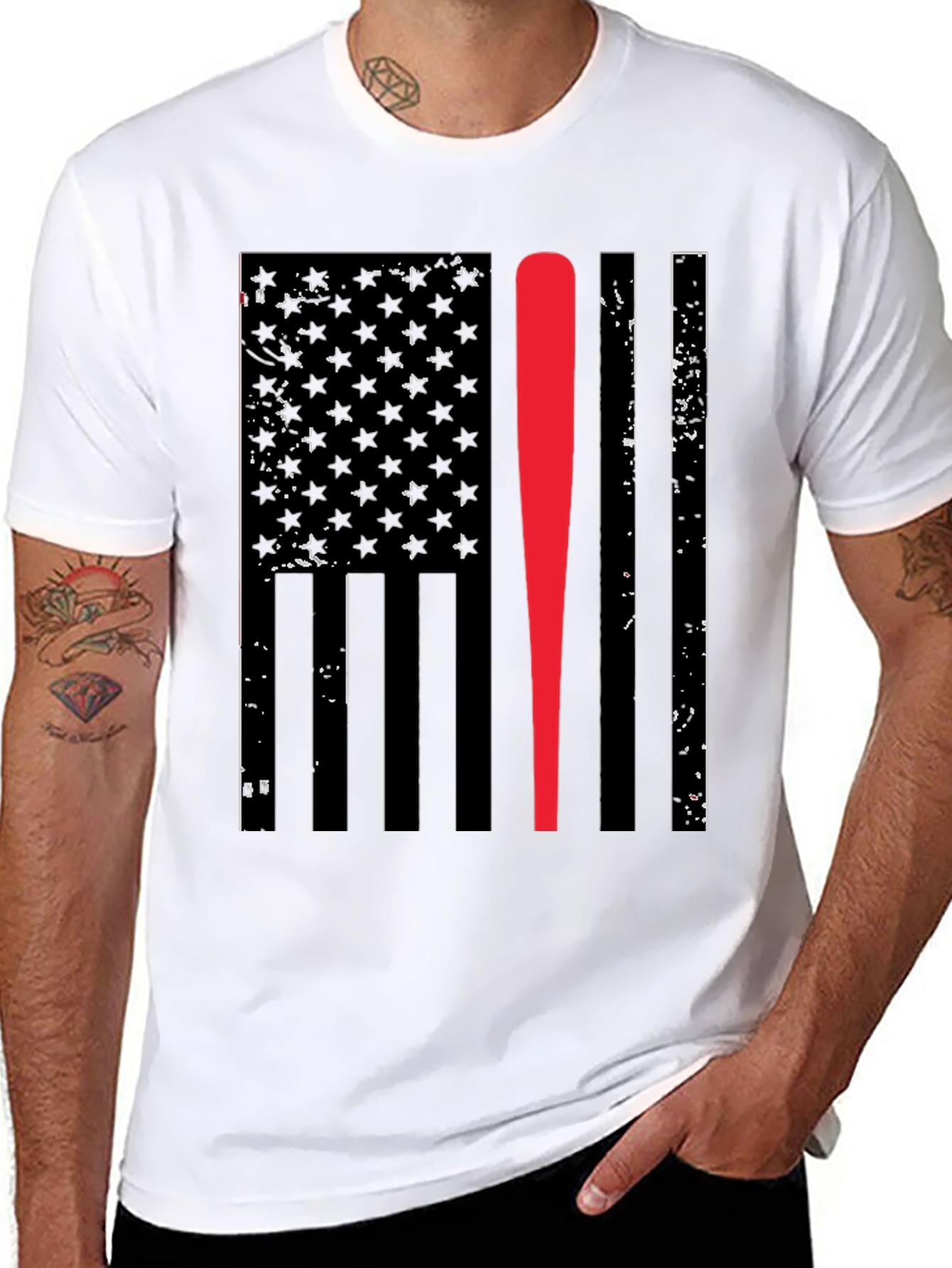 Baseball Bat American Flag Graphic Tee