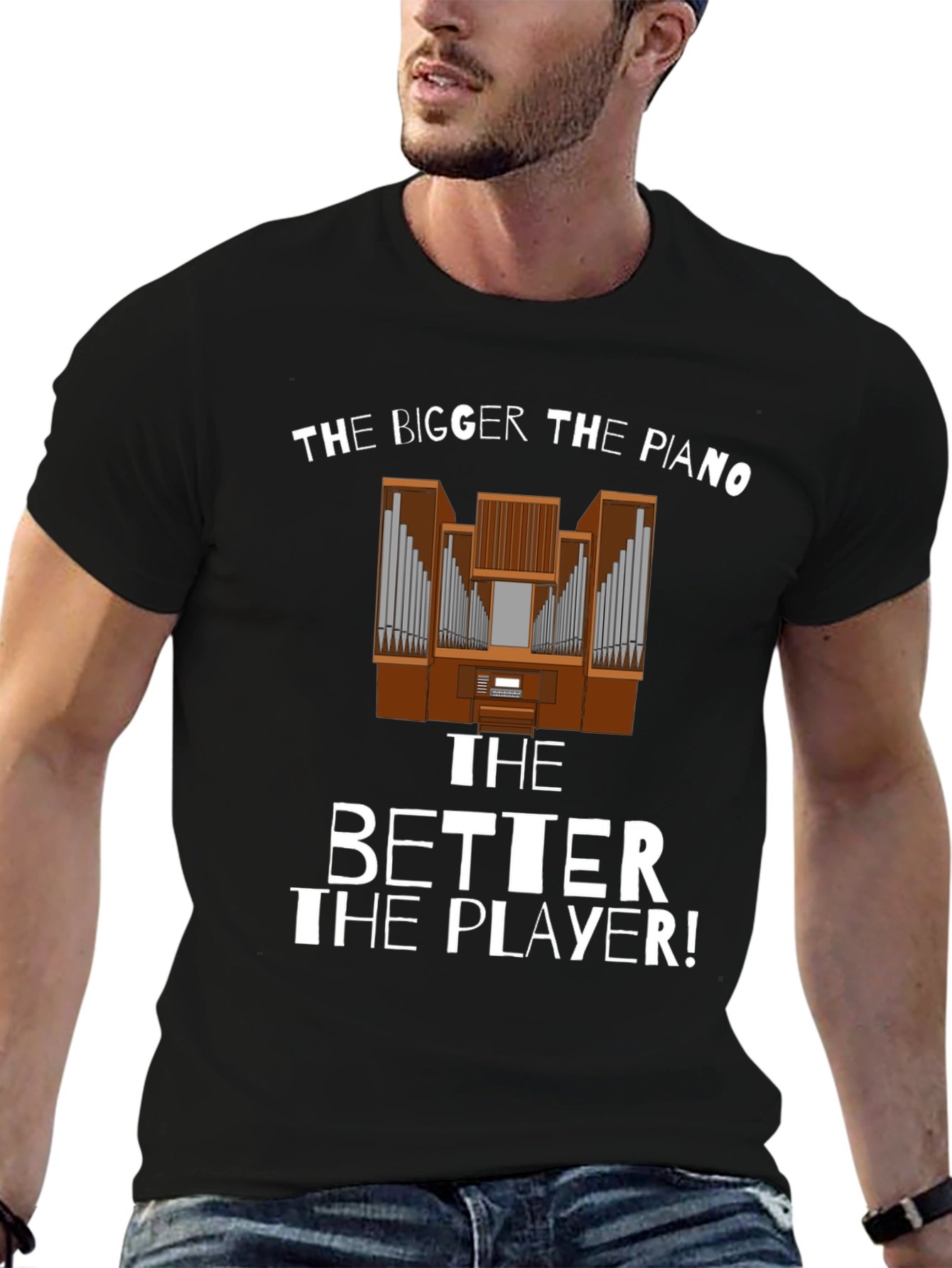 Funny Bigger Piano Better Player Black T-Shirt