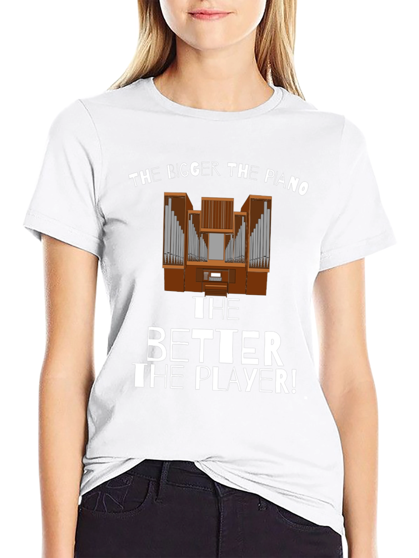 Funny Bigger Piano Better Player Black T-Shirt