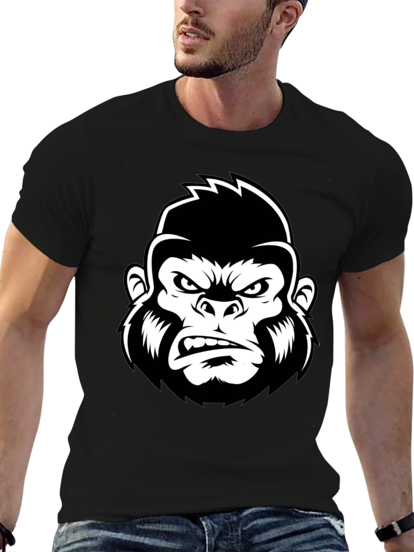 Mens Black Gorilla Graphic Tee