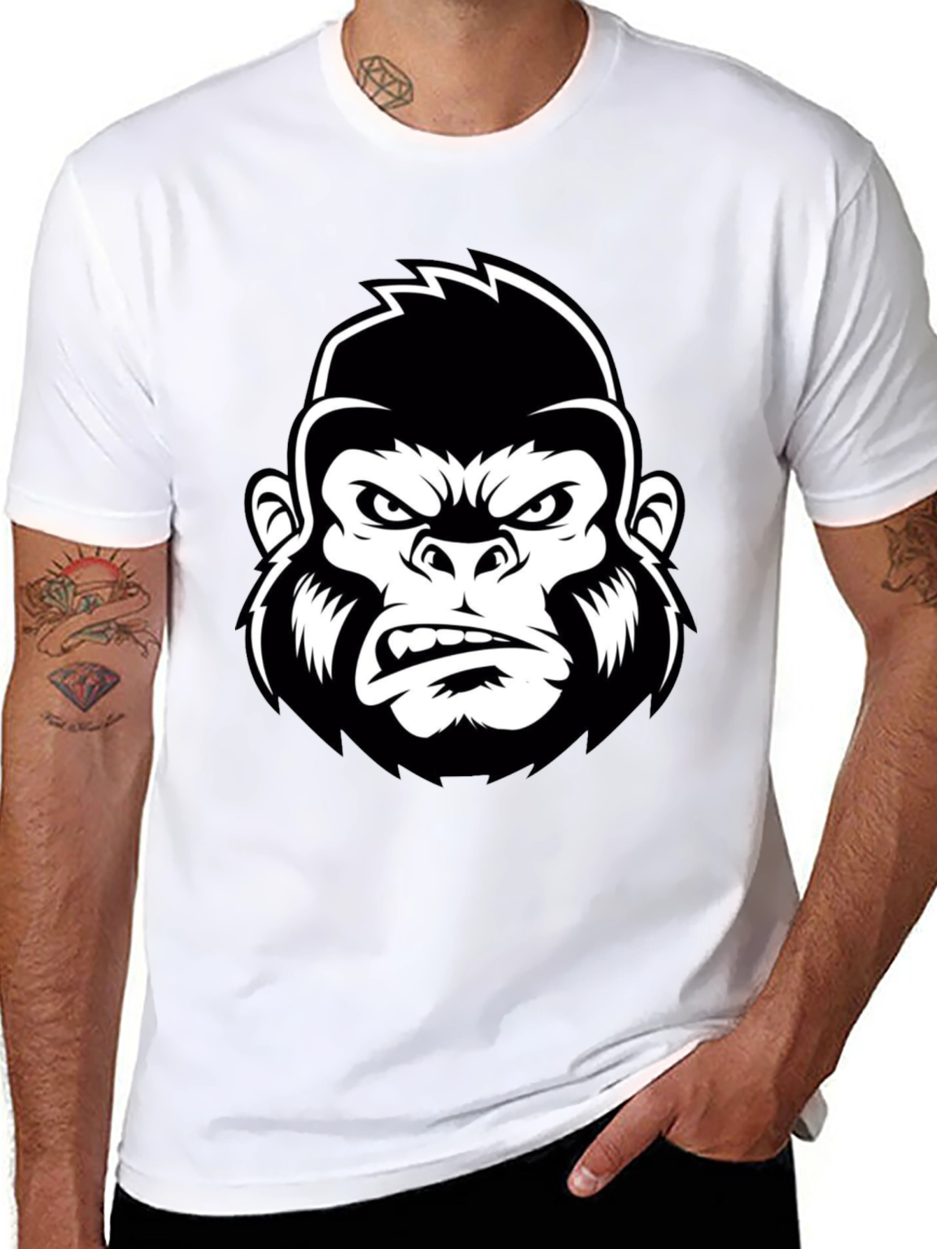 Mens Black Gorilla Graphic Tee