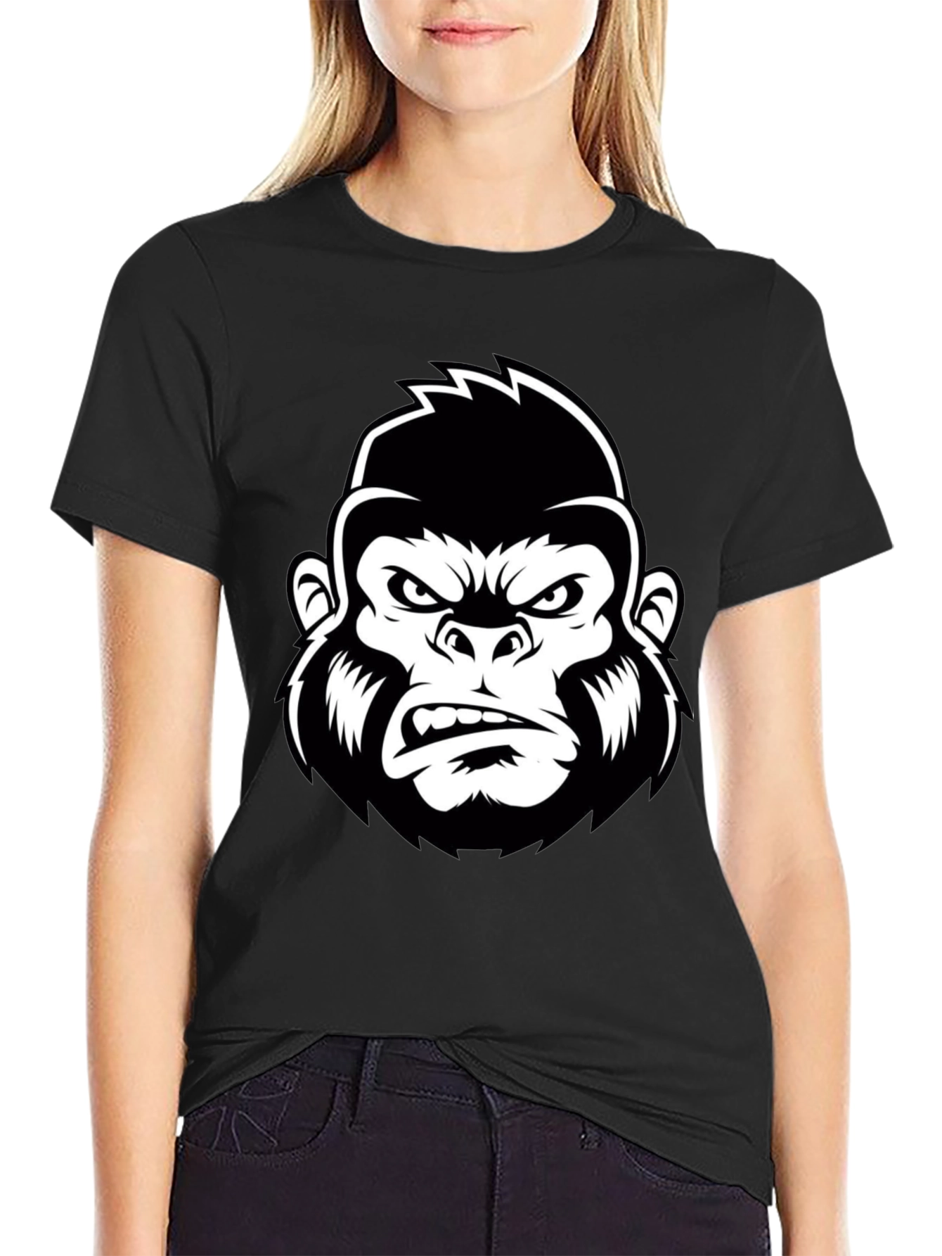 Mens Black Gorilla Graphic Tee