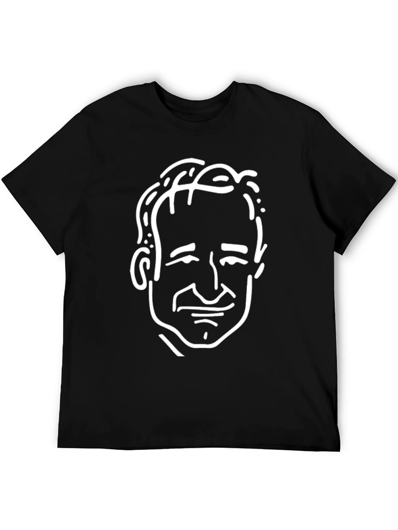 Unisex Black T-Shirt with White Cartoon Face Print