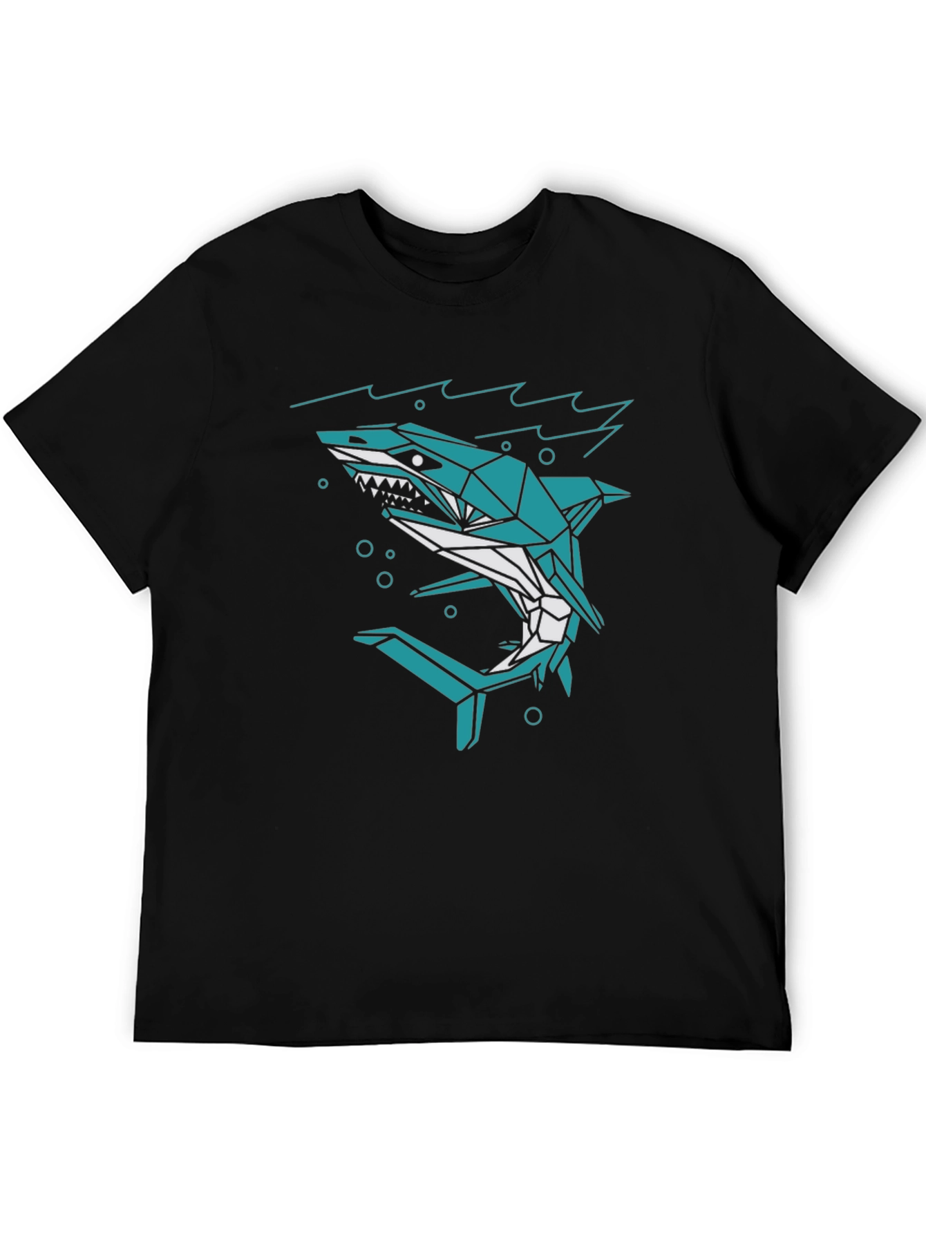 Geometric Shark Graphic Tee - Mens Black T-Shirt