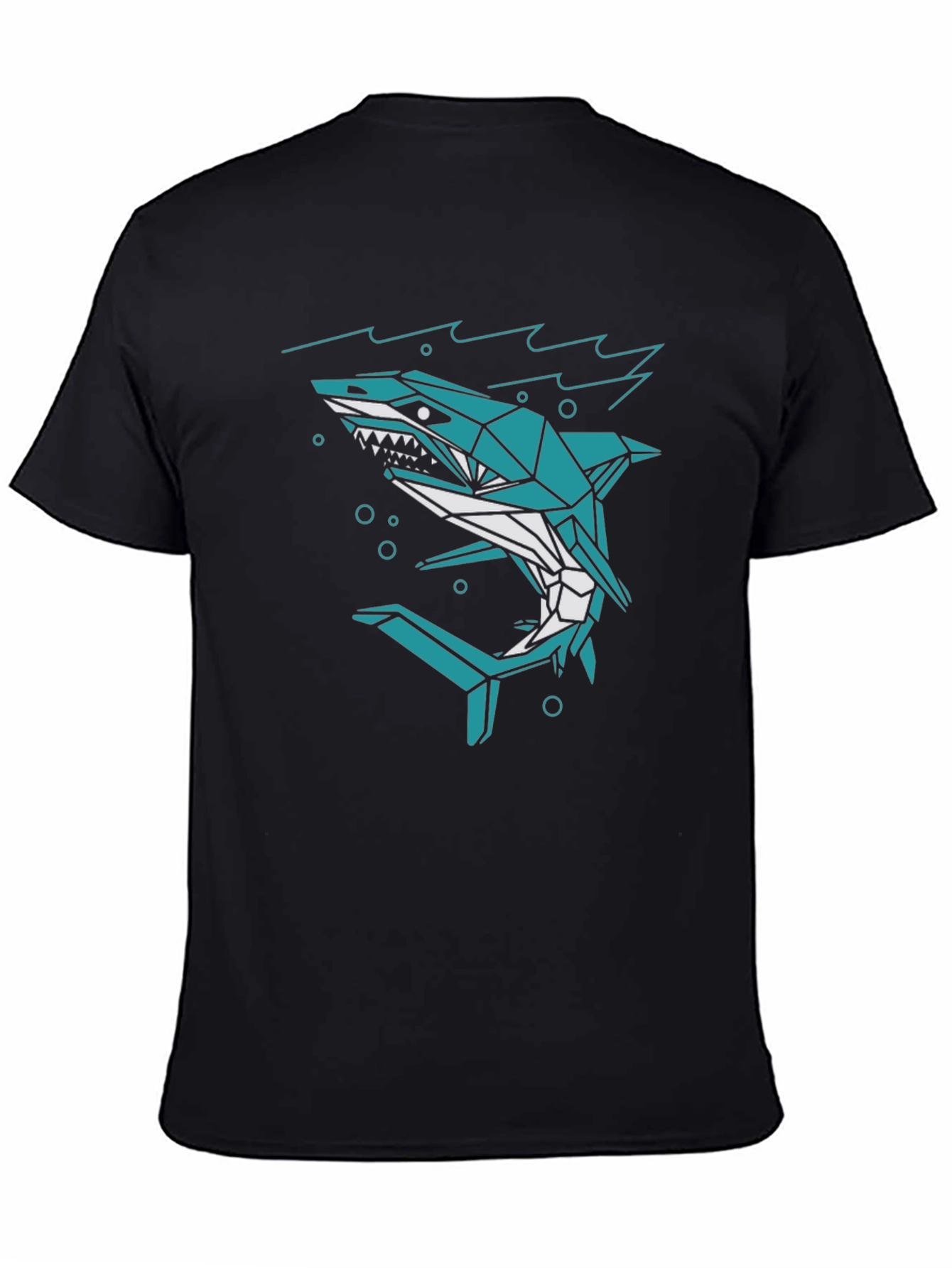 Geometric Shark Graphic Tee - Mens Black T-Shirt