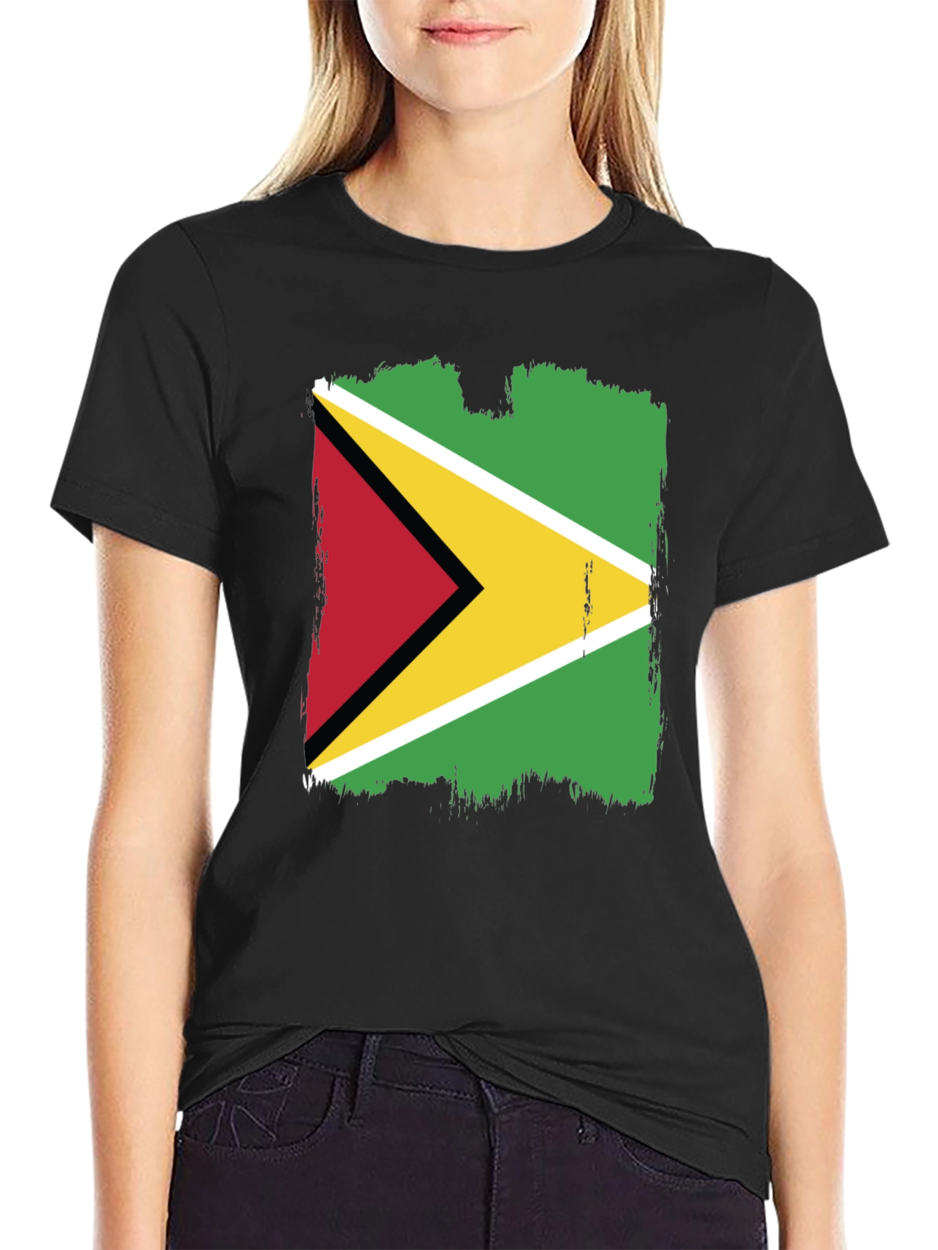 Guyana Flag Graphic Tee - Black