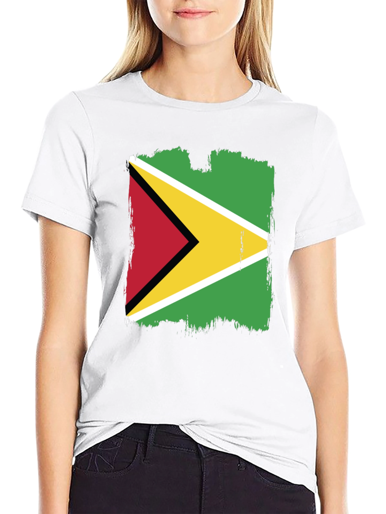 Guyana Flag Graphic Tee - Black