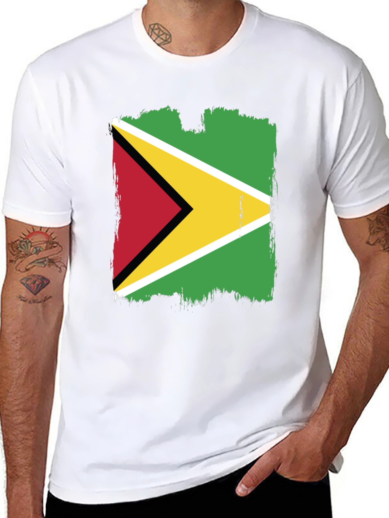Guyana Flag Graphic Tee - Black