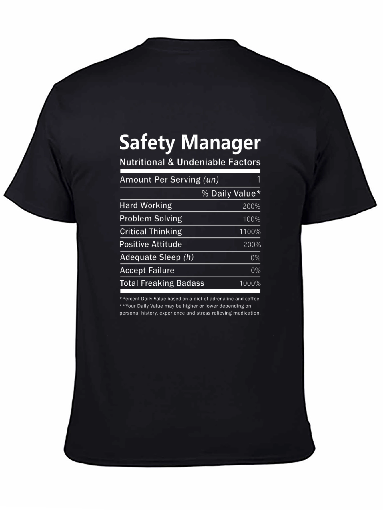 Safety Manager Nutritional Facts T-Shirt