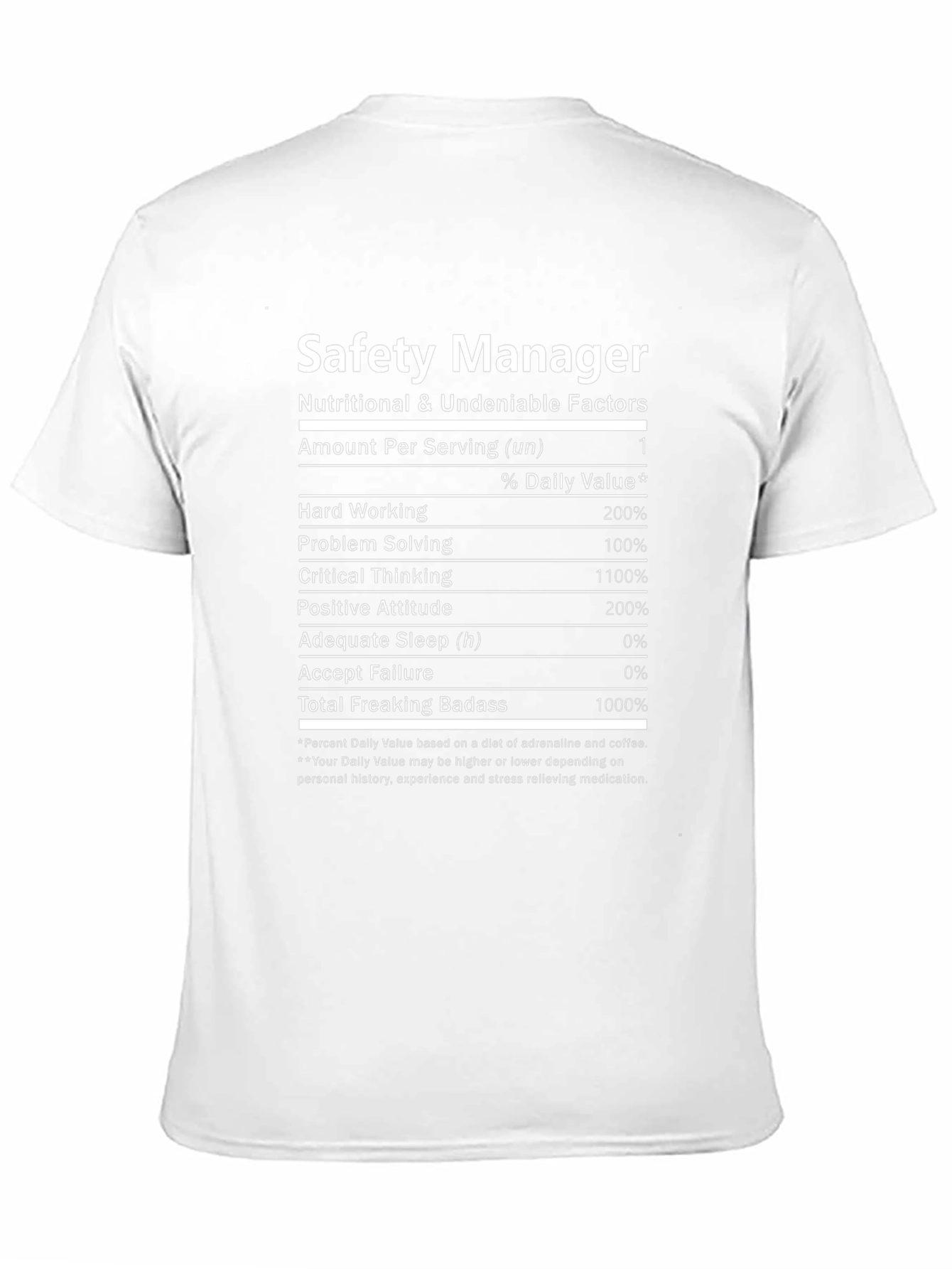 Safety Manager Nutritional Facts T-Shirt