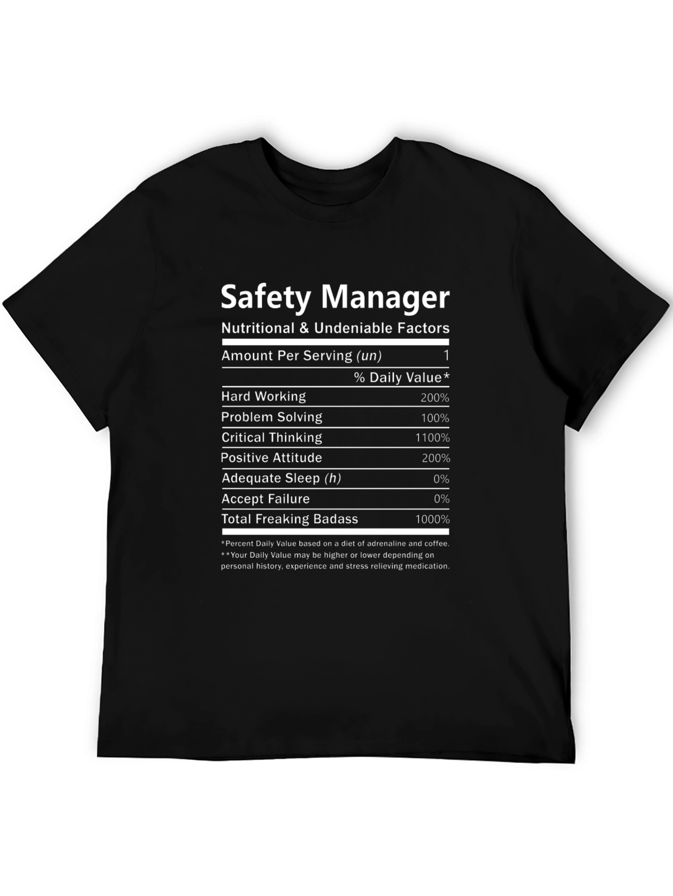 Safety Manager Nutritional Facts T-Shirt