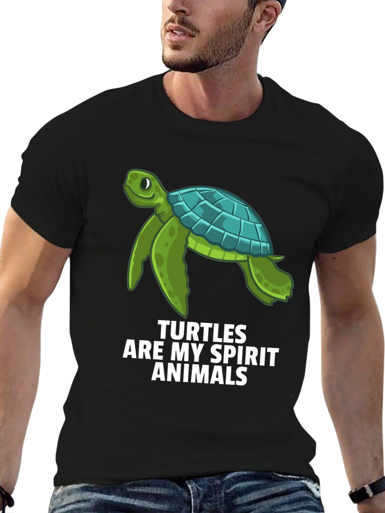 Turtle Spirit Animal Graphic Tee - Black