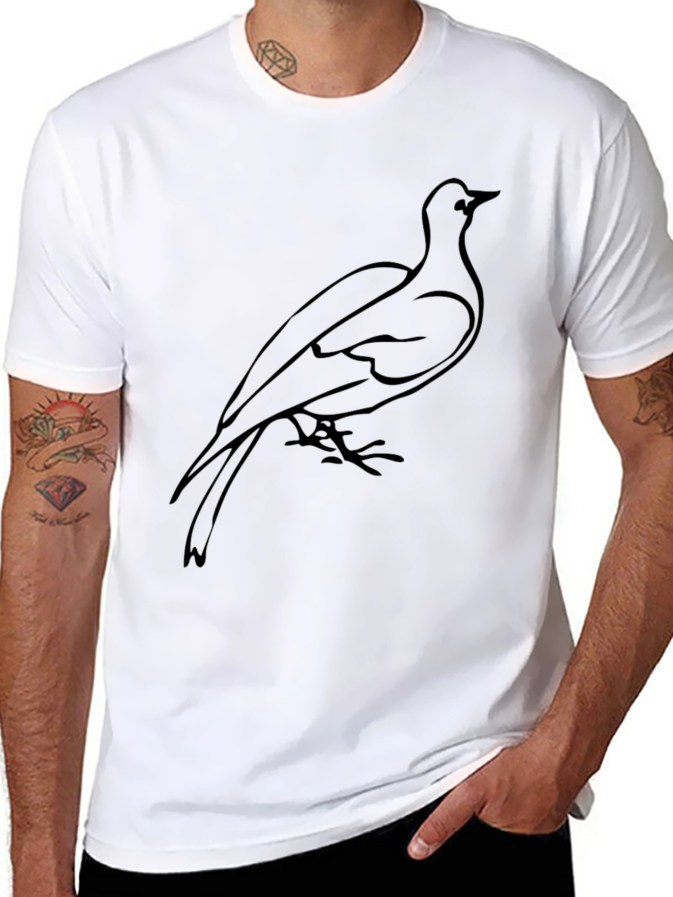 Black Bird Graphic Tee - Mens Casual Comfort