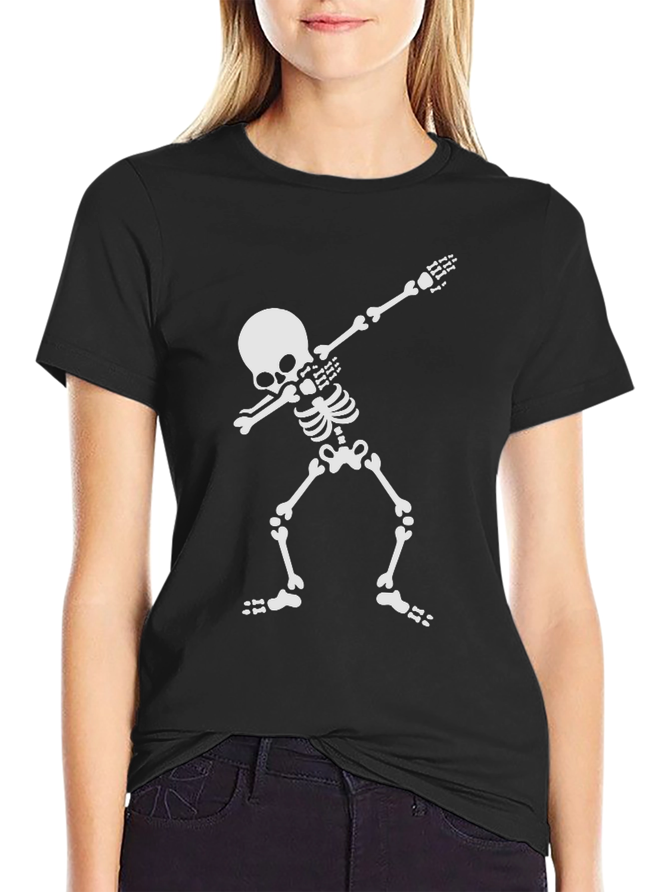 Dabbing Skeleton Graphic Tee - Mens Black Cotton T-Shirt