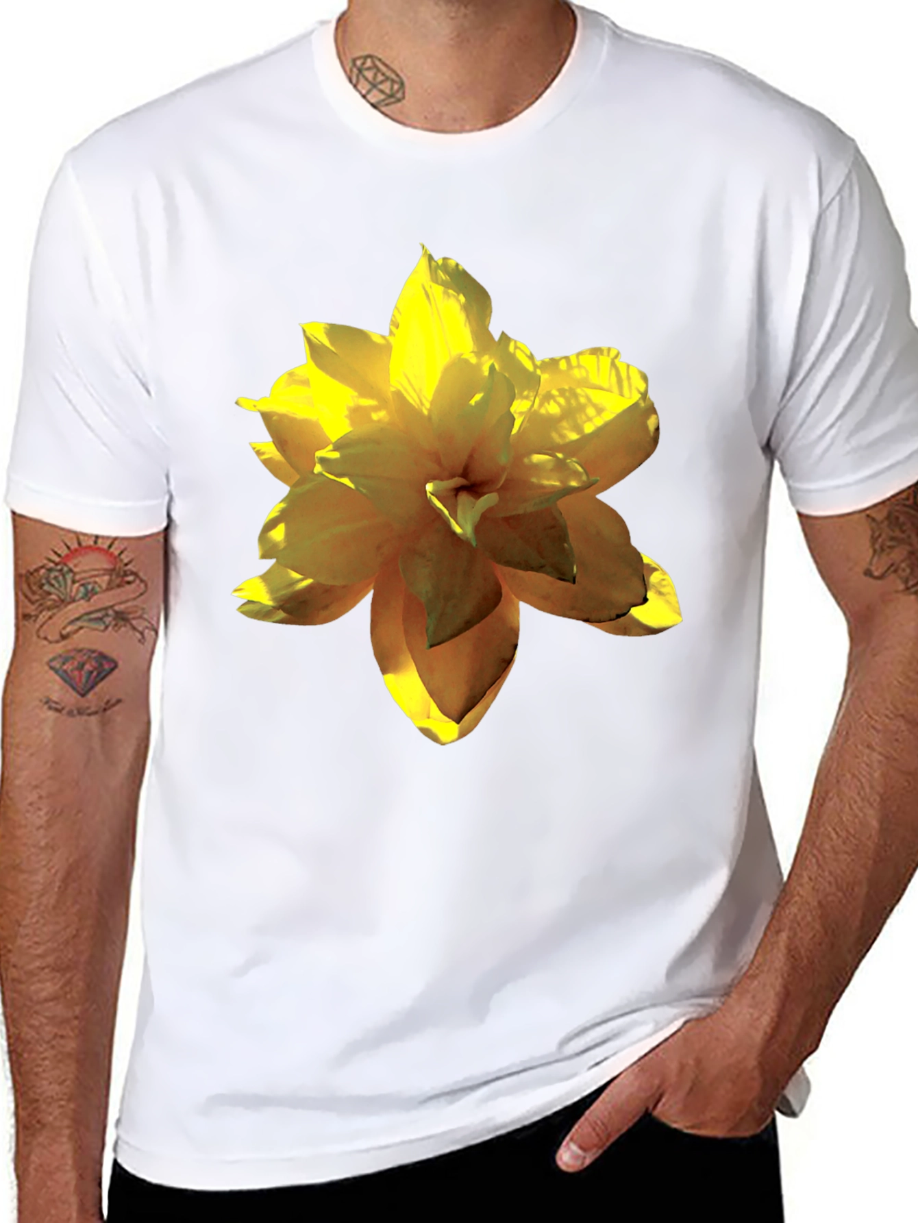 Floral Print Black T-Shirt for Men