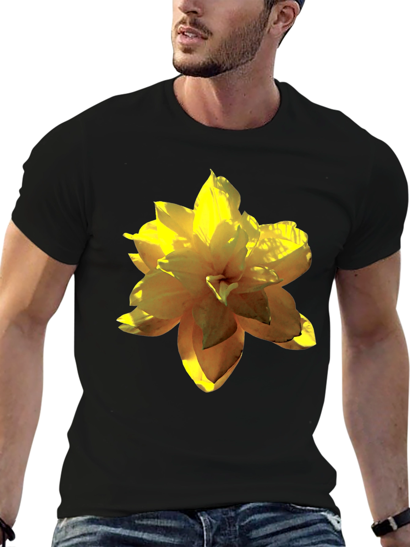 Floral Print Black T-Shirt for Men