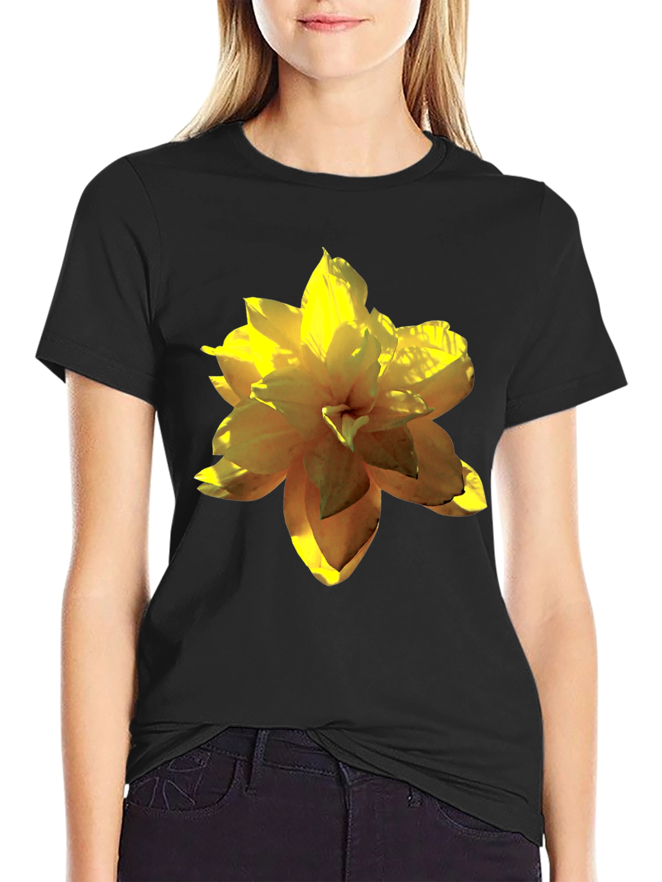 Floral Print Black T-Shirt for Men