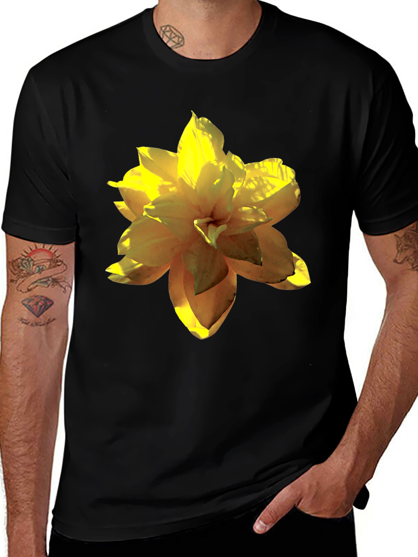 Floral Print Black T-Shirt for Men