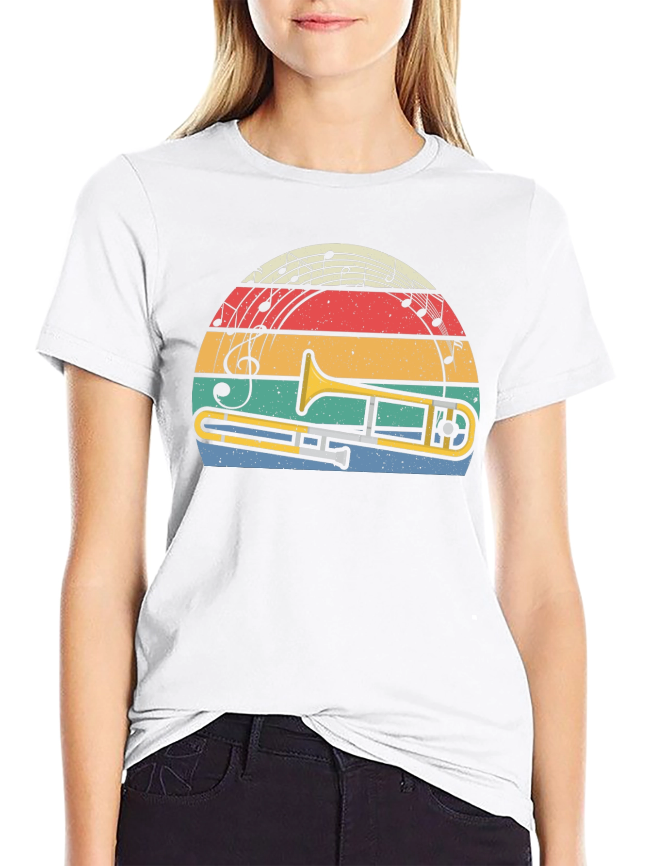Retro Trombone Sunset Music T-Shirt