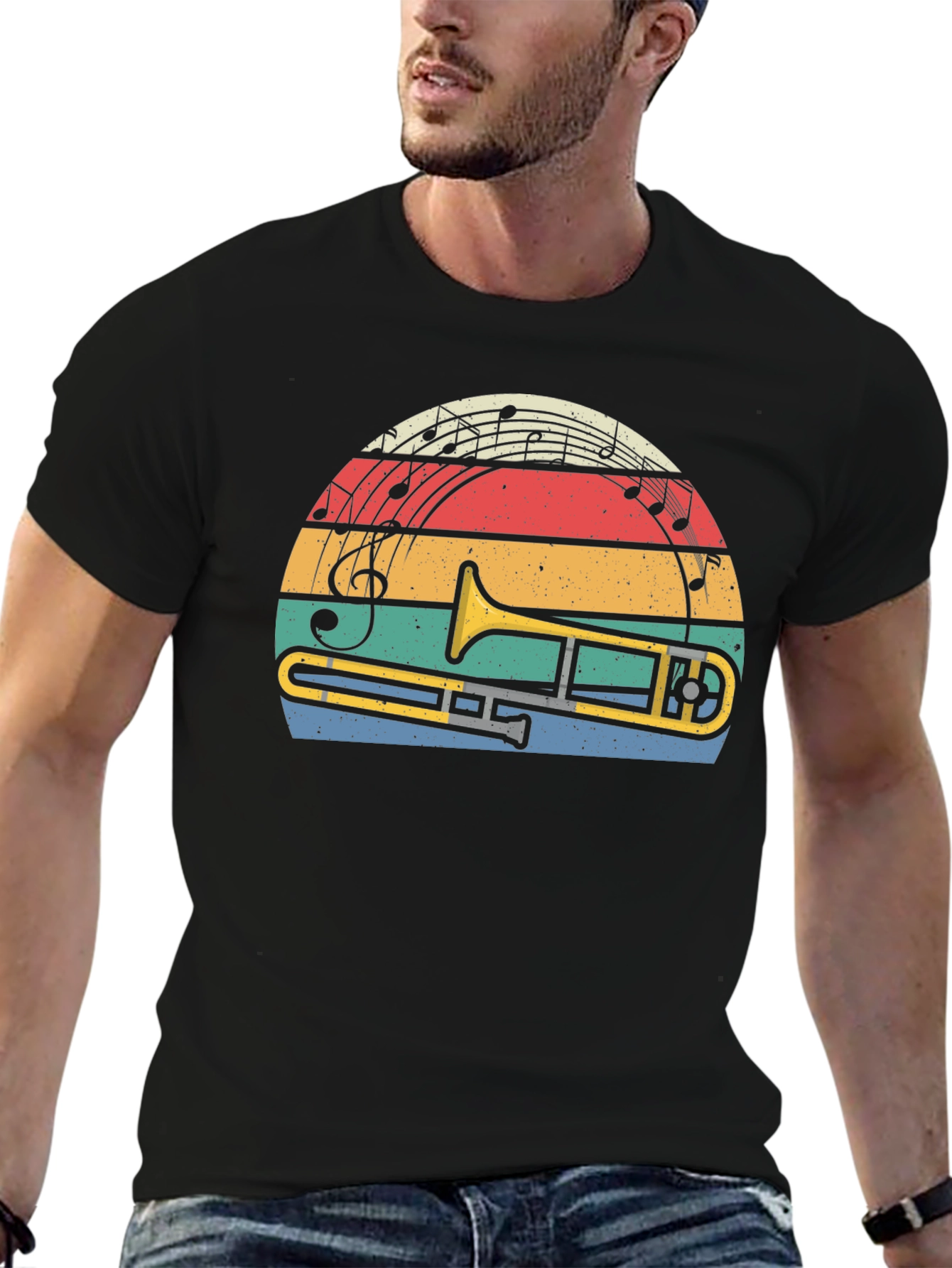 Retro Trombone Sunset Music T-Shirt
