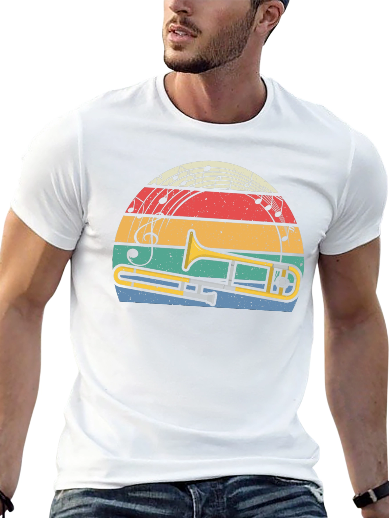 Retro Trombone Sunset Music T-Shirt