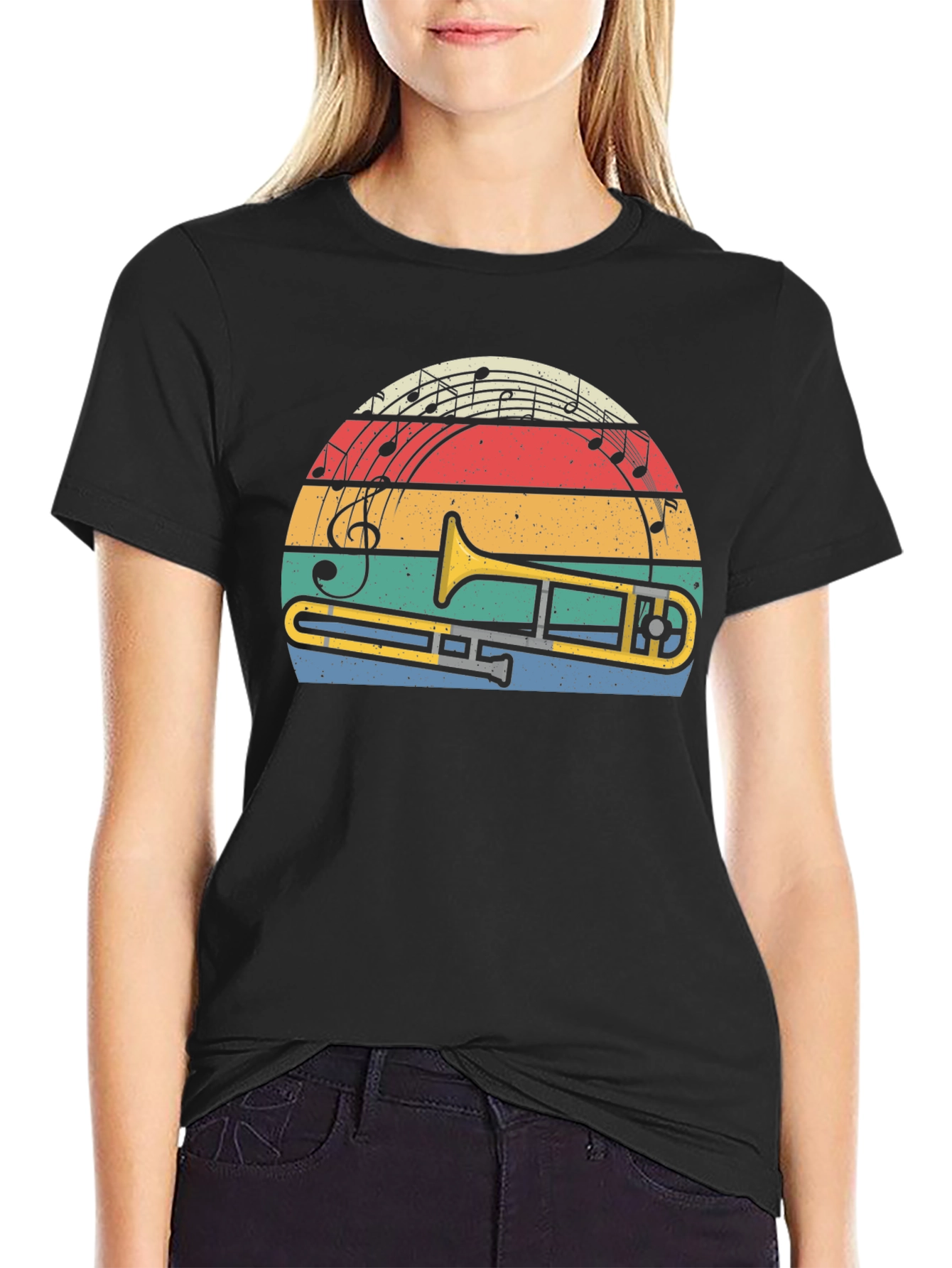 Retro Trombone Sunset Music T-Shirt