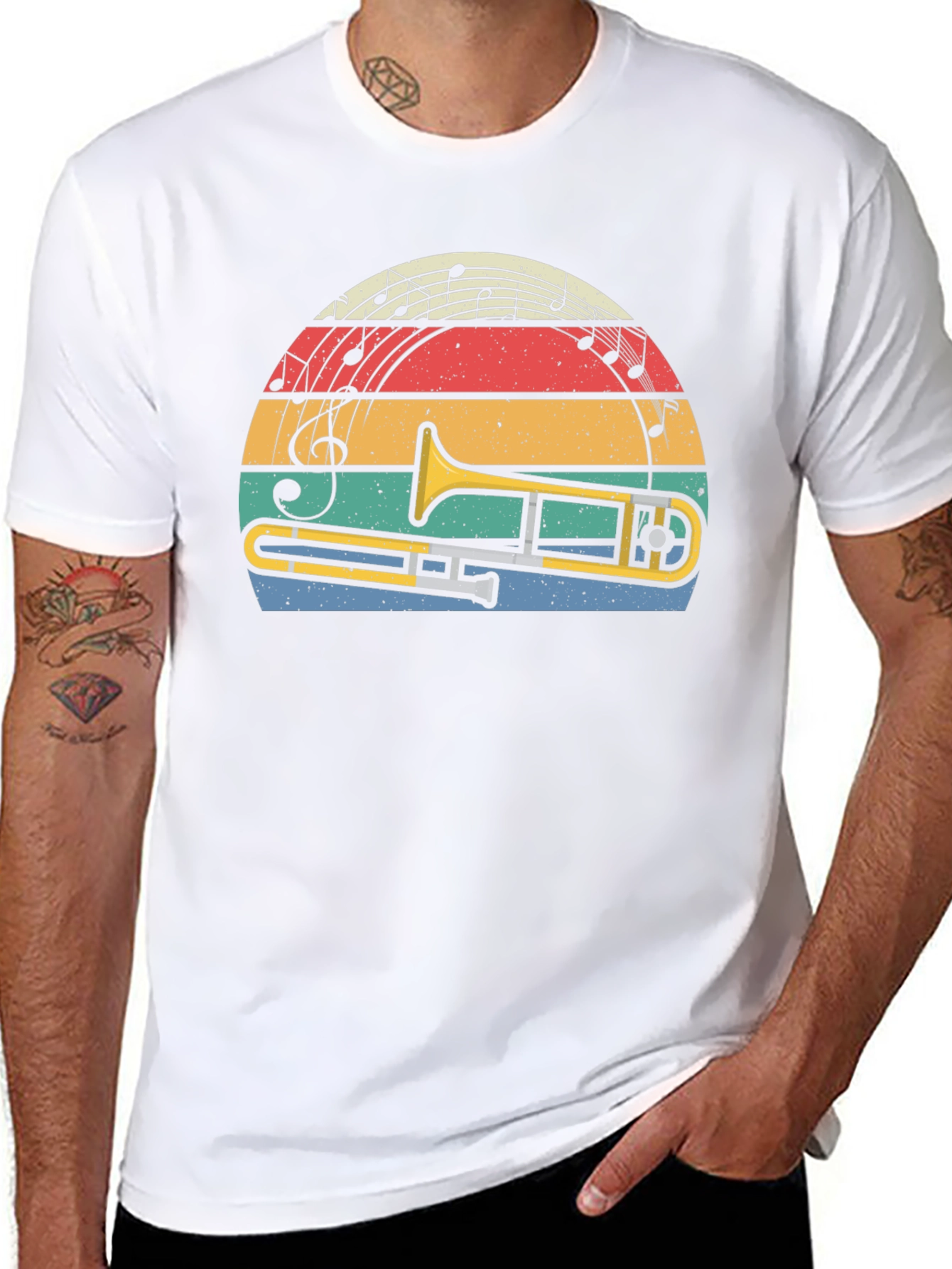 Retro Trombone Sunset Music T-Shirt