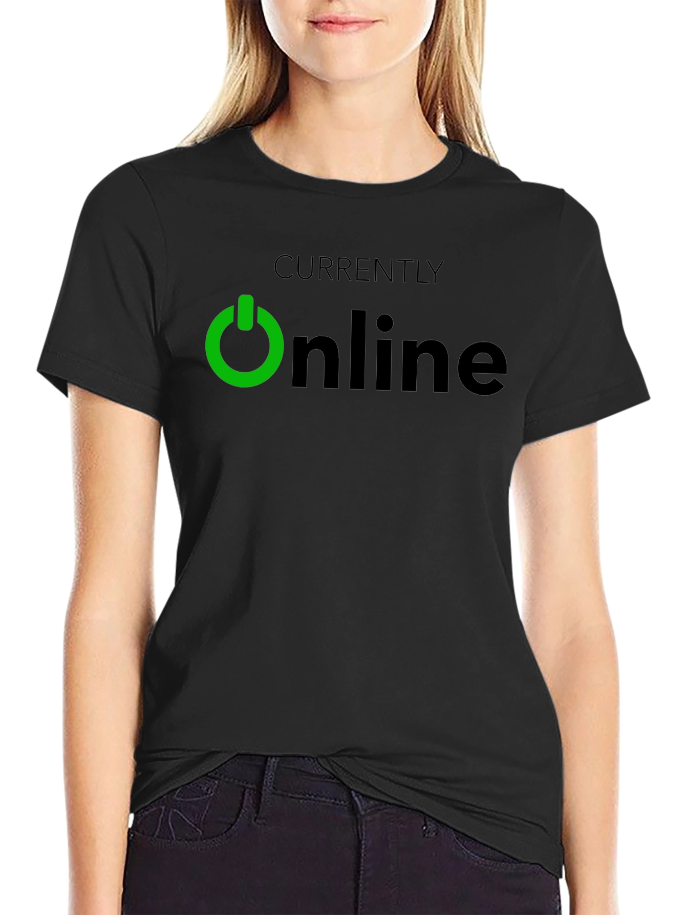 Currently Online Black T-Shirt