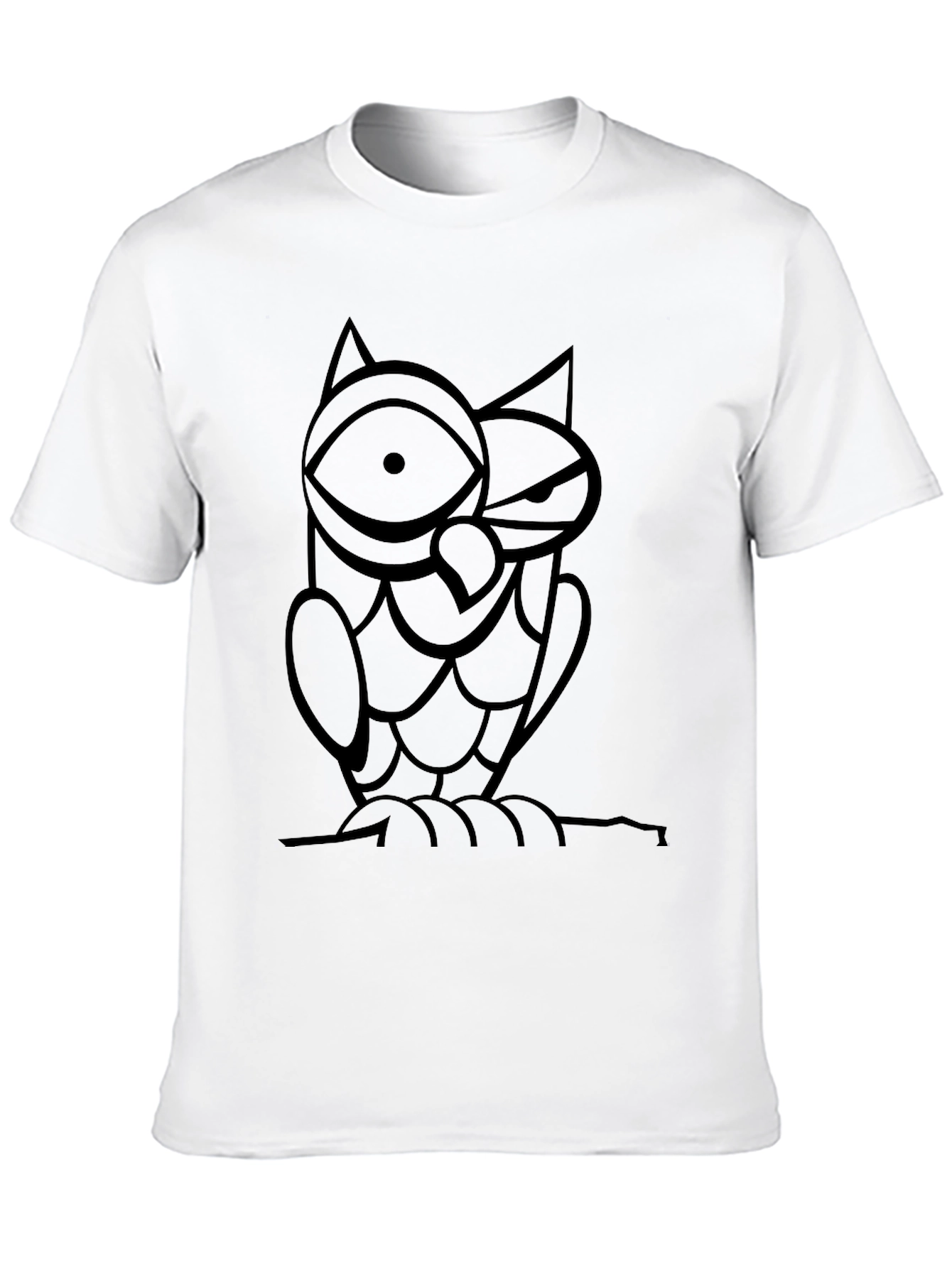 Abstract Owl Graphic Print Black T-Shirt
