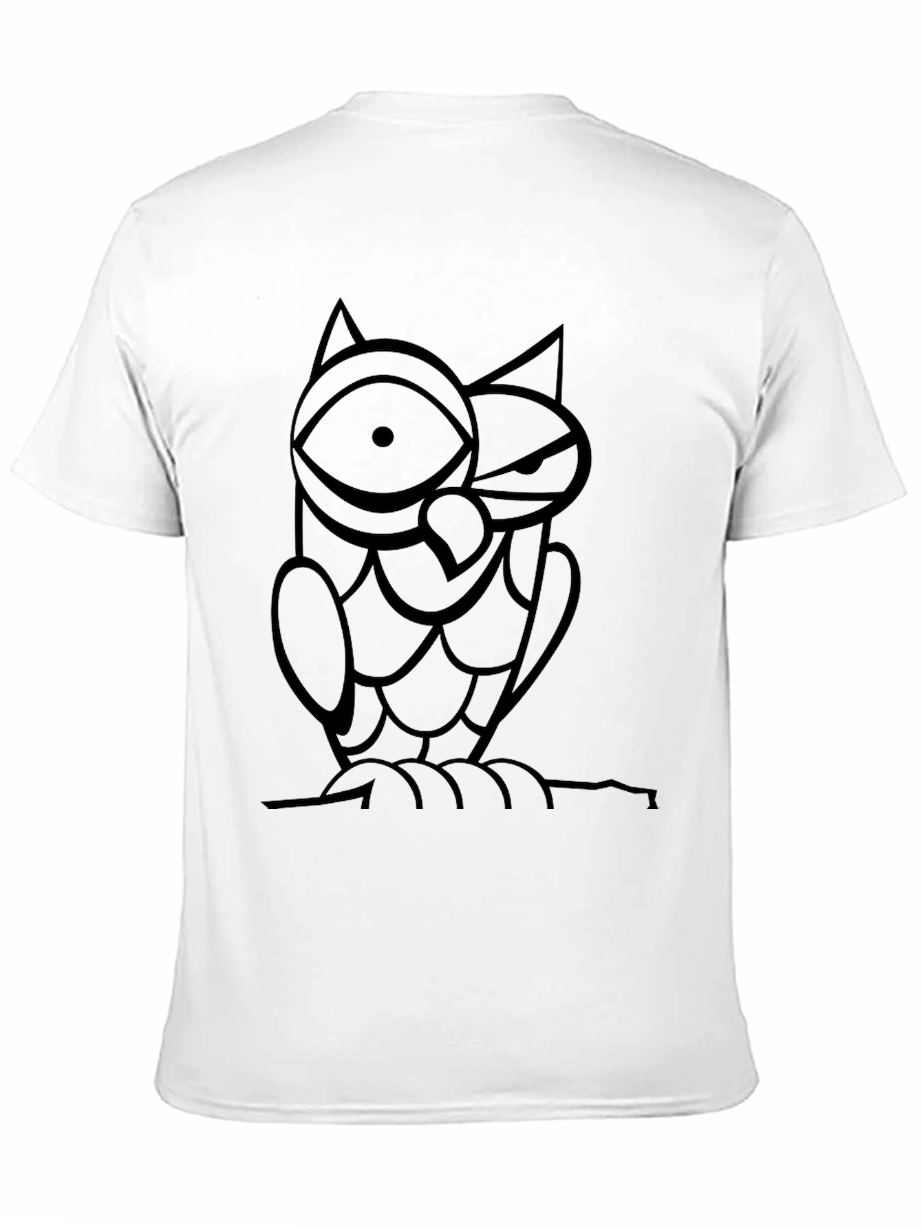 Abstract Owl Graphic Print Black T-Shirt