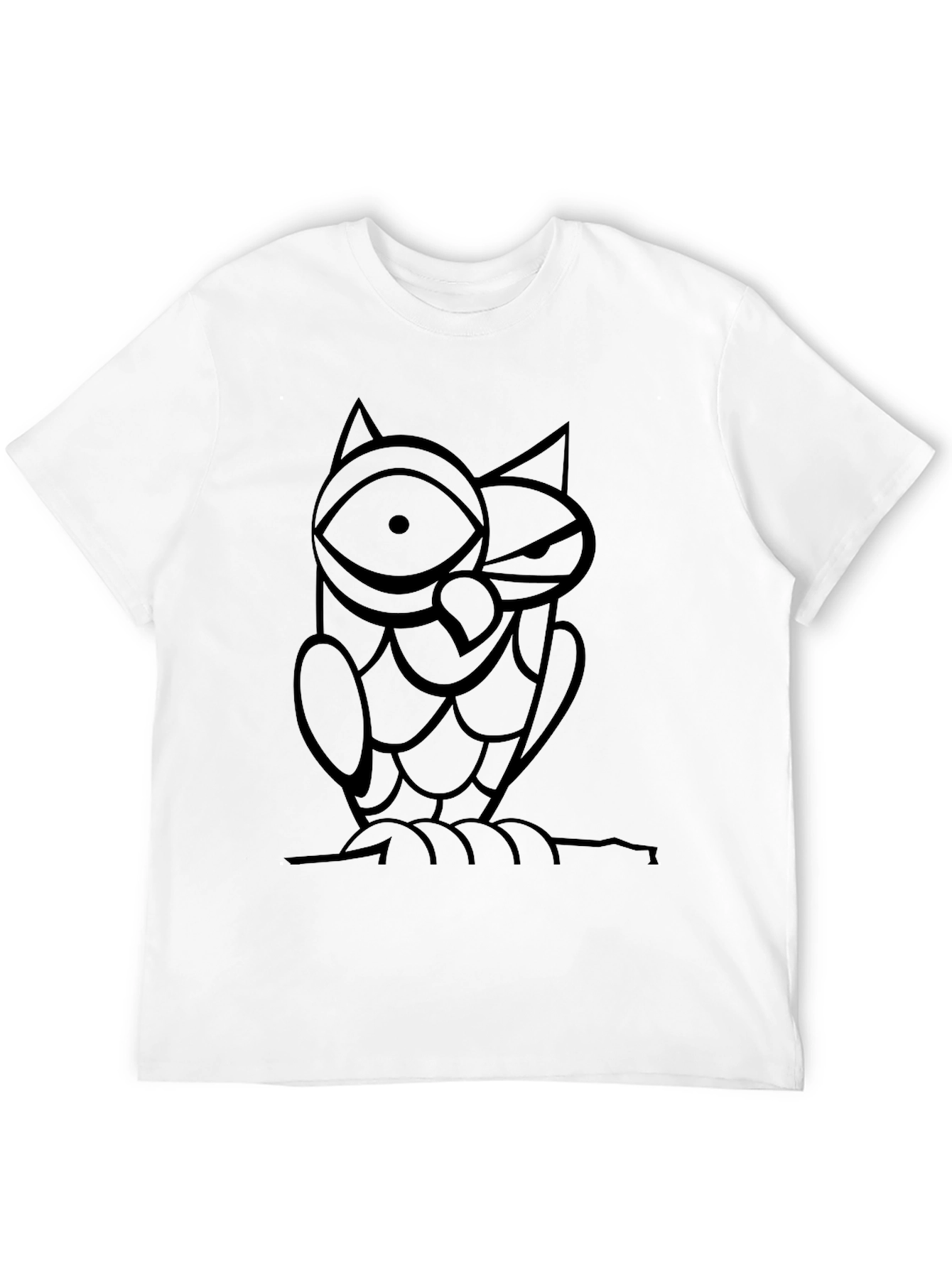 Abstract Owl Graphic Print Black T-Shirt