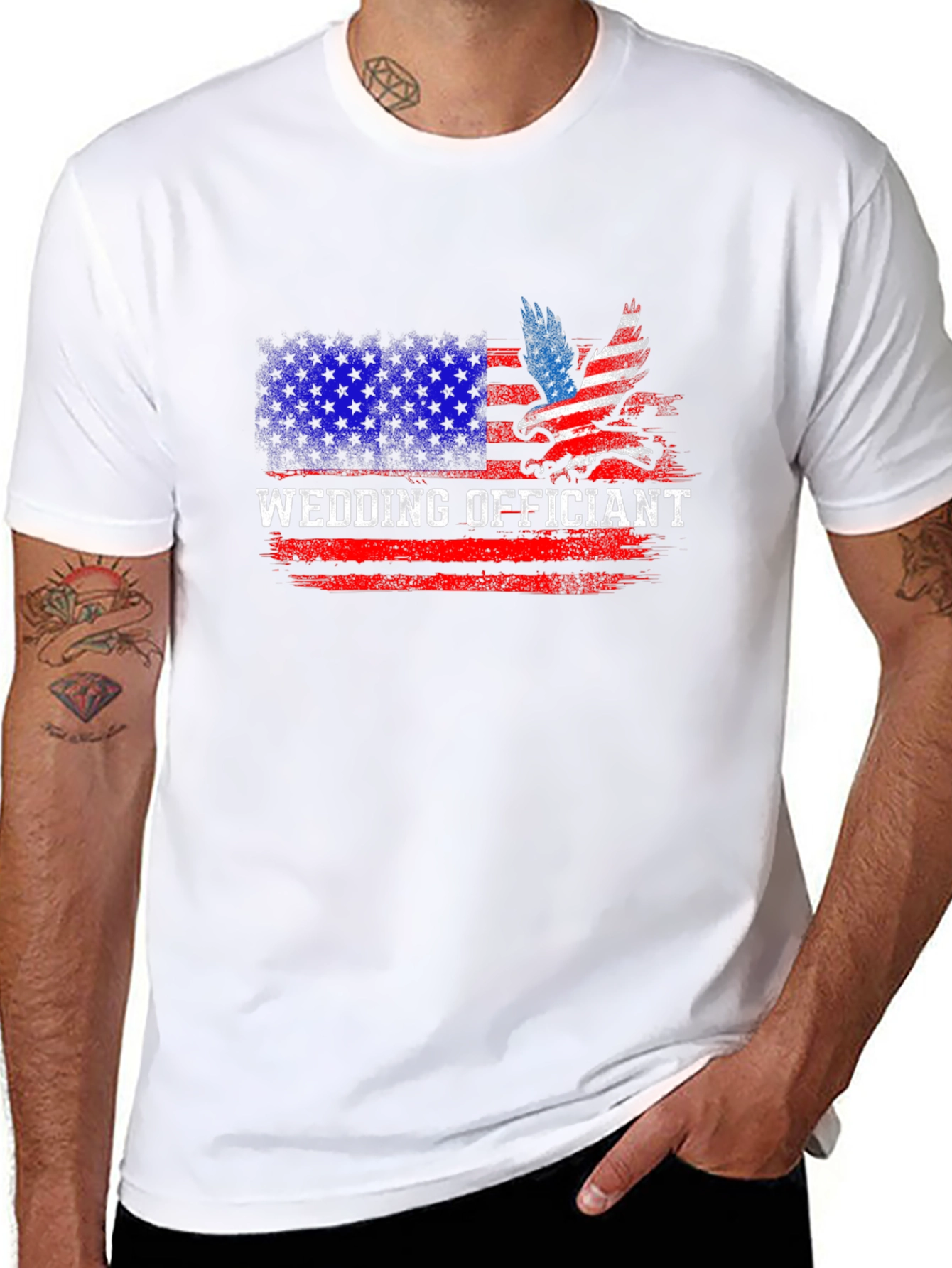 Wedding Officiant Patriotic American Flag T-Shirt