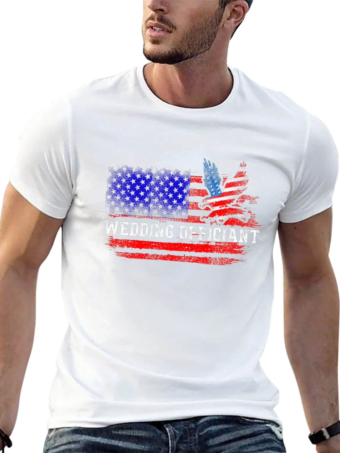 Wedding Officiant Patriotic American Flag T-Shirt